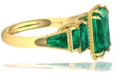 6 Carat GIA Certified Emerald and Yellow Diamond Ring
