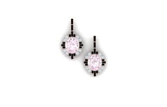 6 Carat Morganite Onyx and Diamond Rose Gold Dangle Drop Earrings