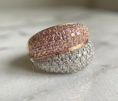 6 Carats Pink and White Diamond Ring in 18K Rose and White Gold