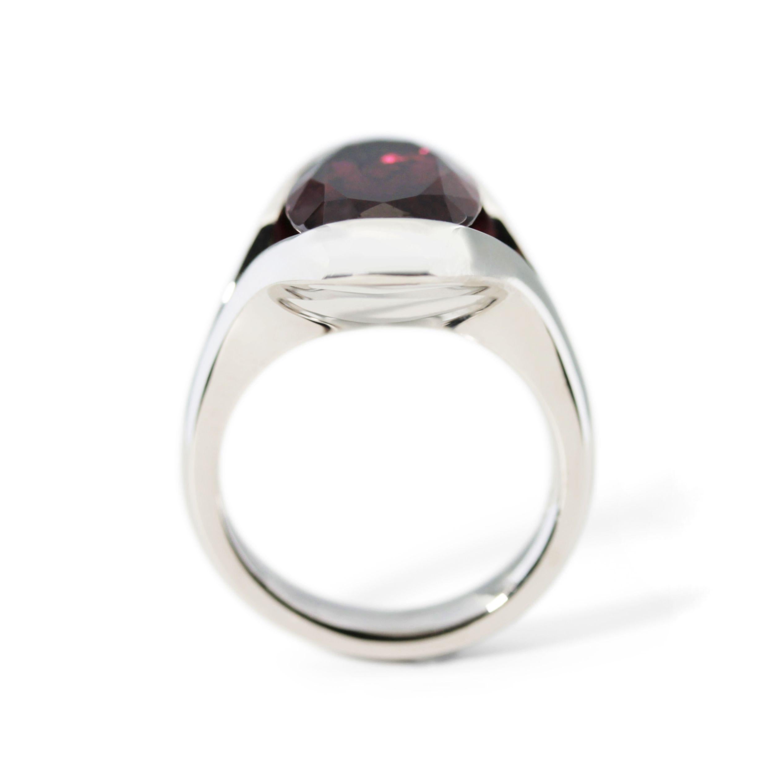 6 Karat Rubelit Platin Solitär-Ring im Angebot 5