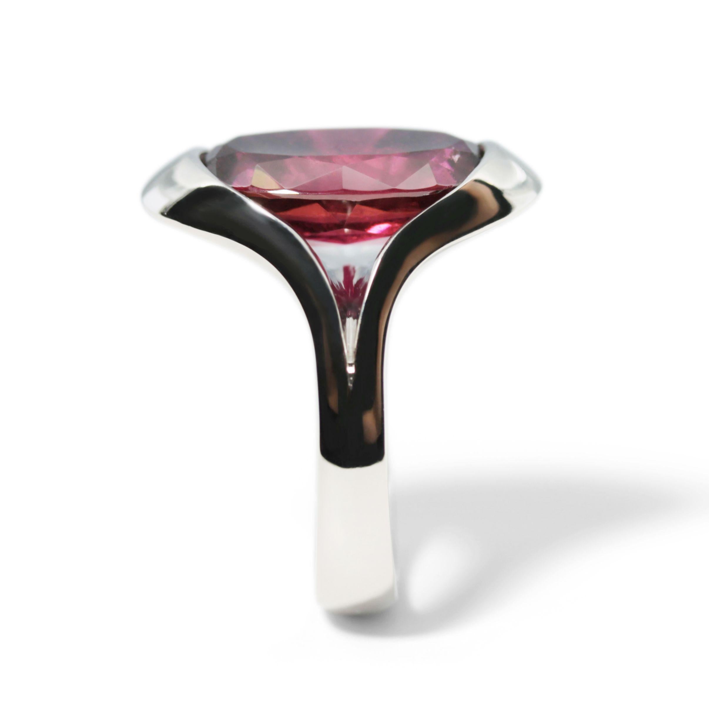 6 Karat Rubelit Platin Solitär-Ring im Angebot 7