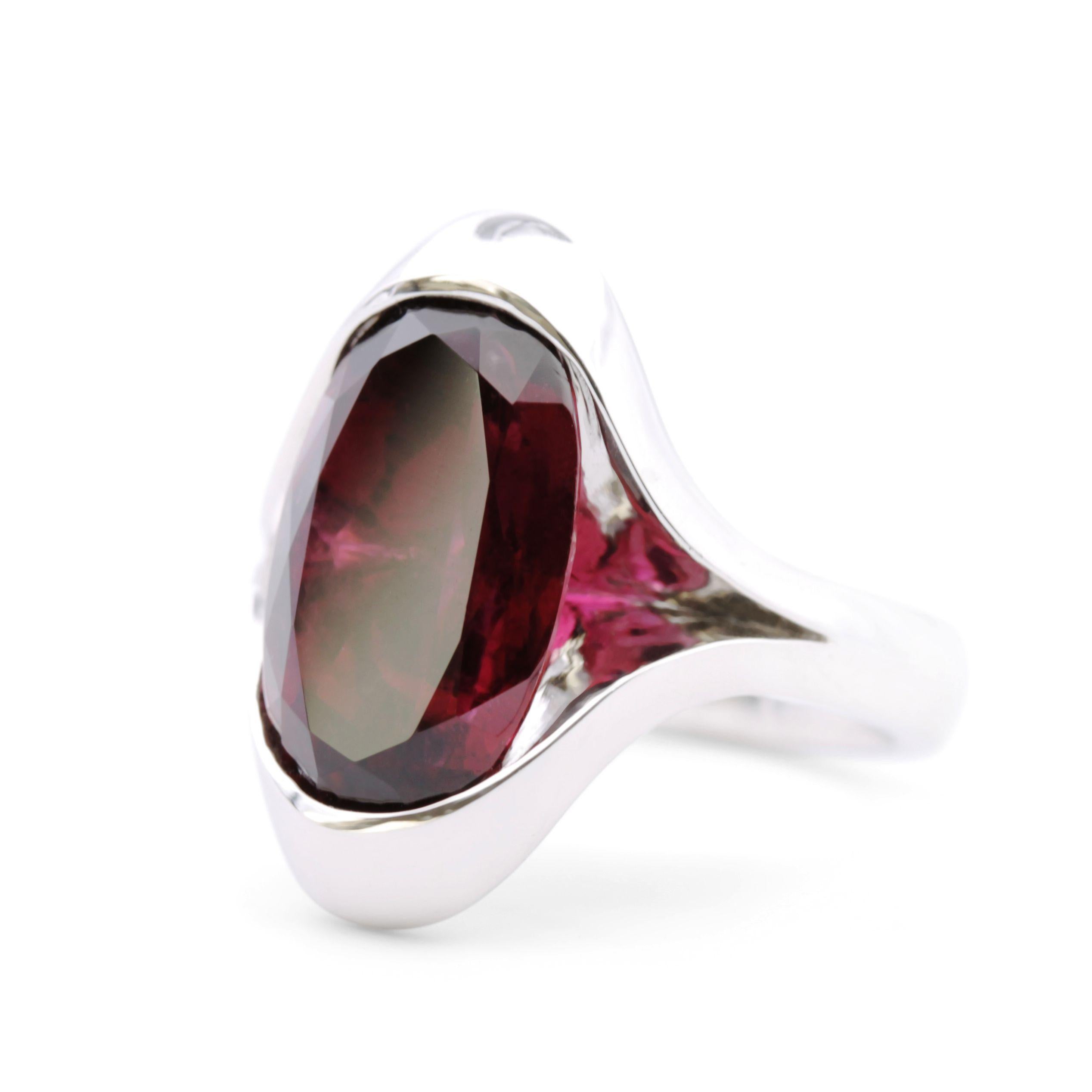 6 Karat Rubelit Platin Solitär-Ring im Angebot 1