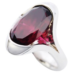 Bague solitaire en platine avec rubélite de 6 carats