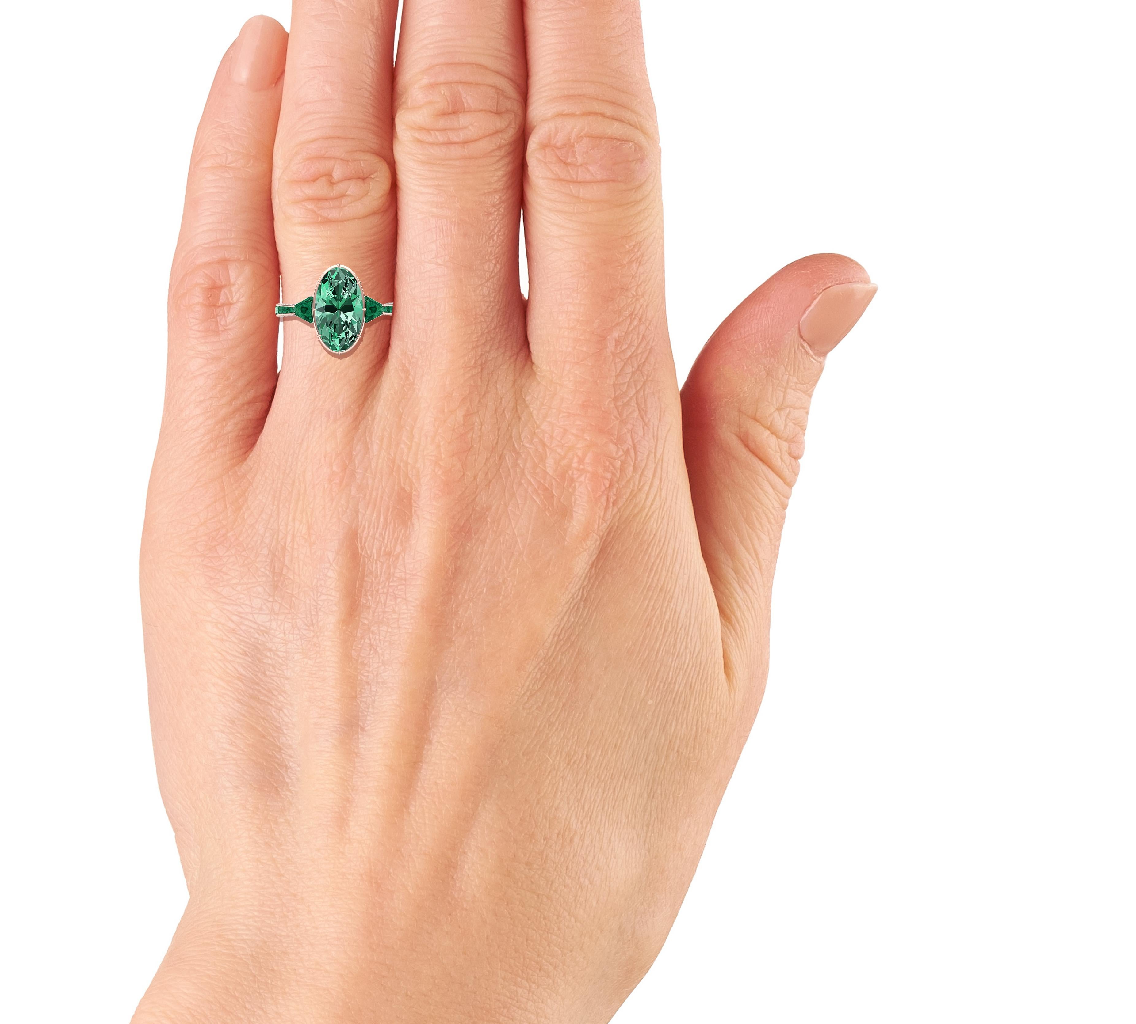 6 Carat Tourmaline, Malachite and Diamond Rose Gold, Platinum Cocktail Ring In Excellent Condition For Sale In Aliso Viejo, CA