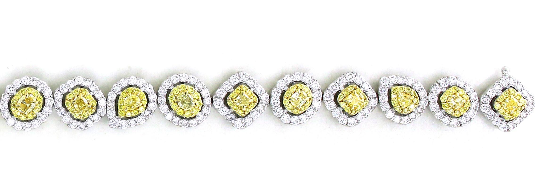 Modern 6 Carats Yellow Fancy Shape Diamond Bracelet  For Sale