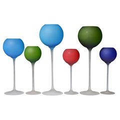 6 Bicchieri/vaschette Carlo Moretti Stem SATINATO, 15.5 "H., Collection'H.