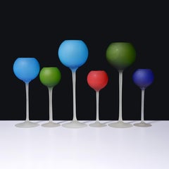 6 Carlo Moretti Stem SATINATO Glasses / Vessels, 15.5"H, Leslie Pina Collection