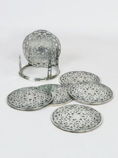 6 Cartier Webster Silver Coasters, 1940, Edwardian period