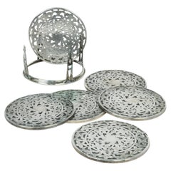 6 Cartier Webster Silver Coasters, 1940, Edwardian period