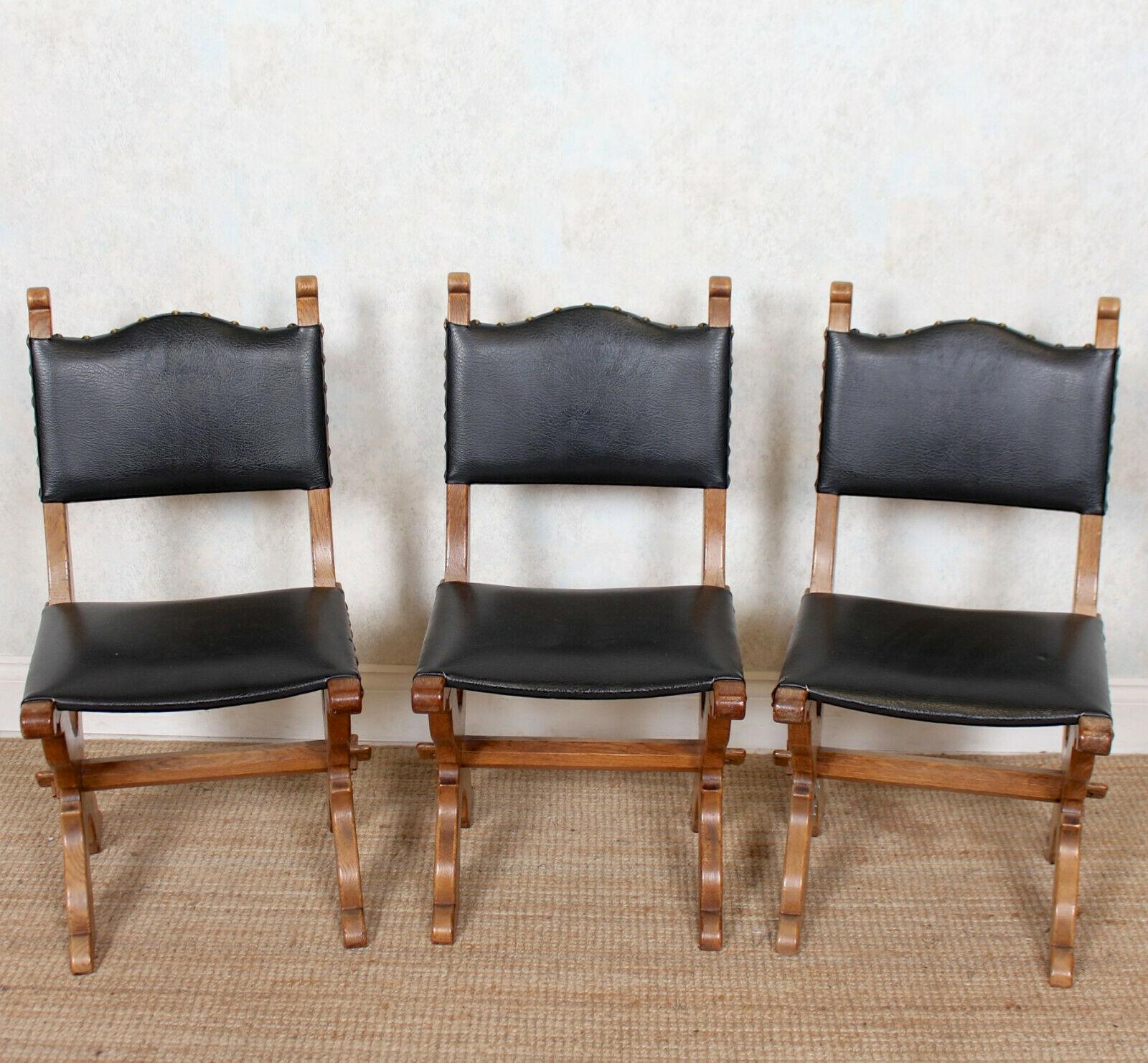 6 Carved Oak Gothic Dining Chairs For Sale 5