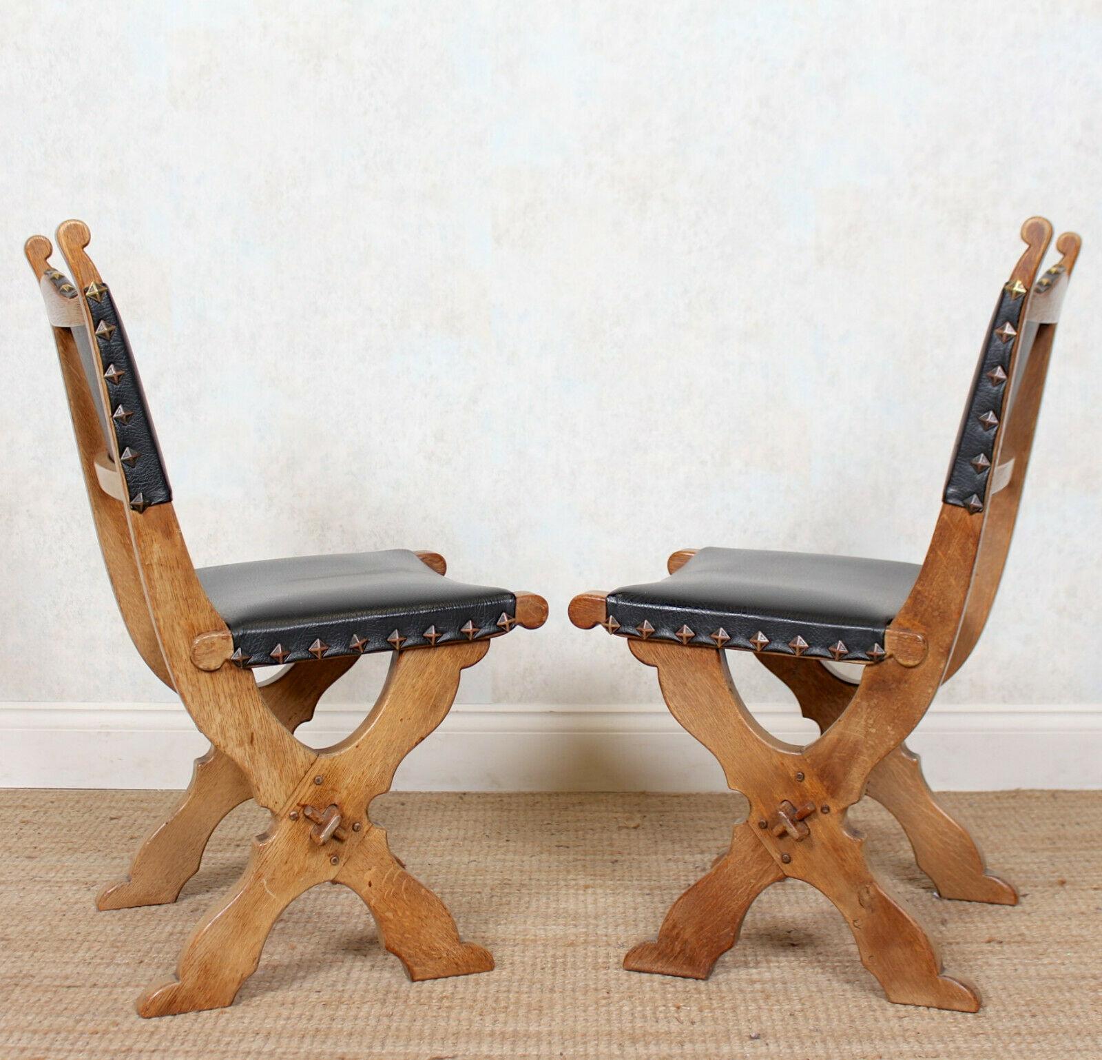 6 Carved Oak Gothic Dining Chairs In Good Condition For Sale In Newcastle upon Tyne, GB