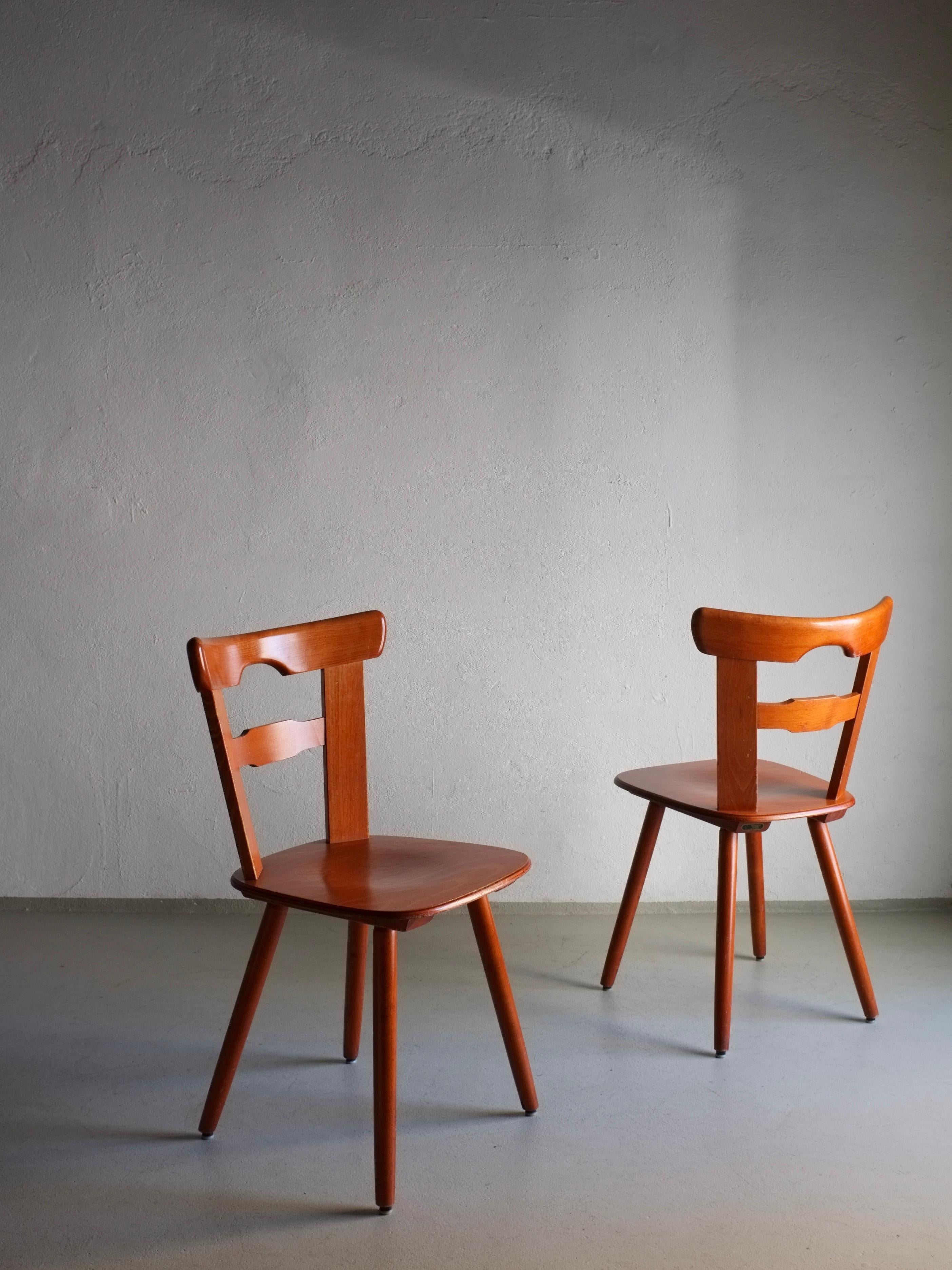 Brutalist 6 Carved Wood Dining Chairs, Netherlands, 1970s For Sale