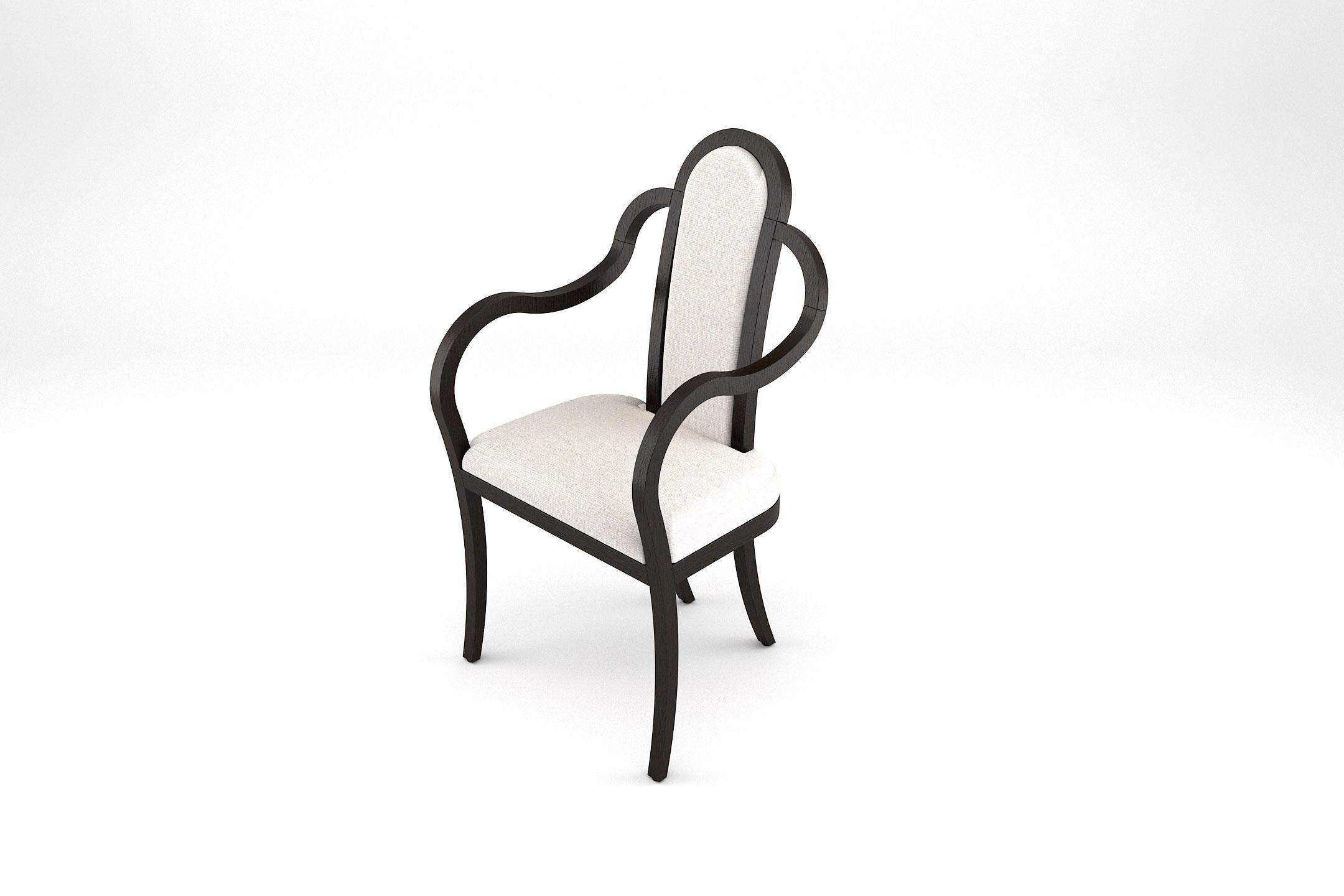 Contemporary 6 Catherine Dining Chairs - Handcrafted Modern Victorian Chairs in Stained Wood For Sale