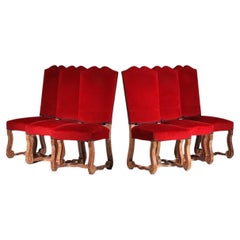 6 ceruse solid wood chairs by Gilberte and René Schmitt from the 1940s