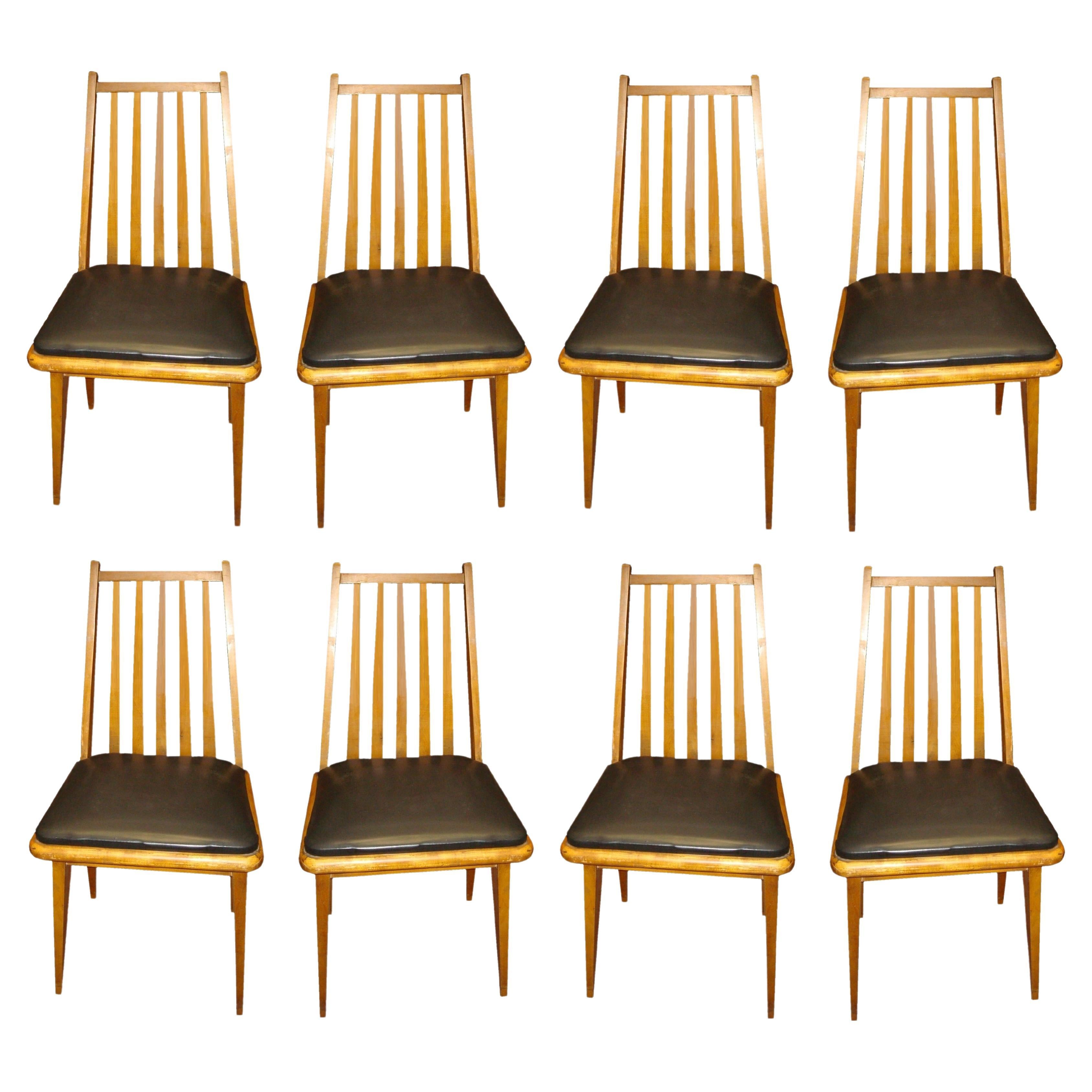 8 Chairs , 1950, Country: Italy, Material: Wood For Sale