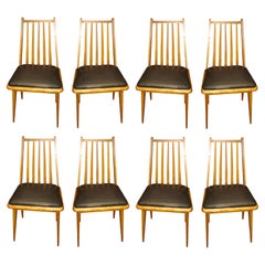 8 Stühle, 1950, Landhausstil, Italien, Material: Holz