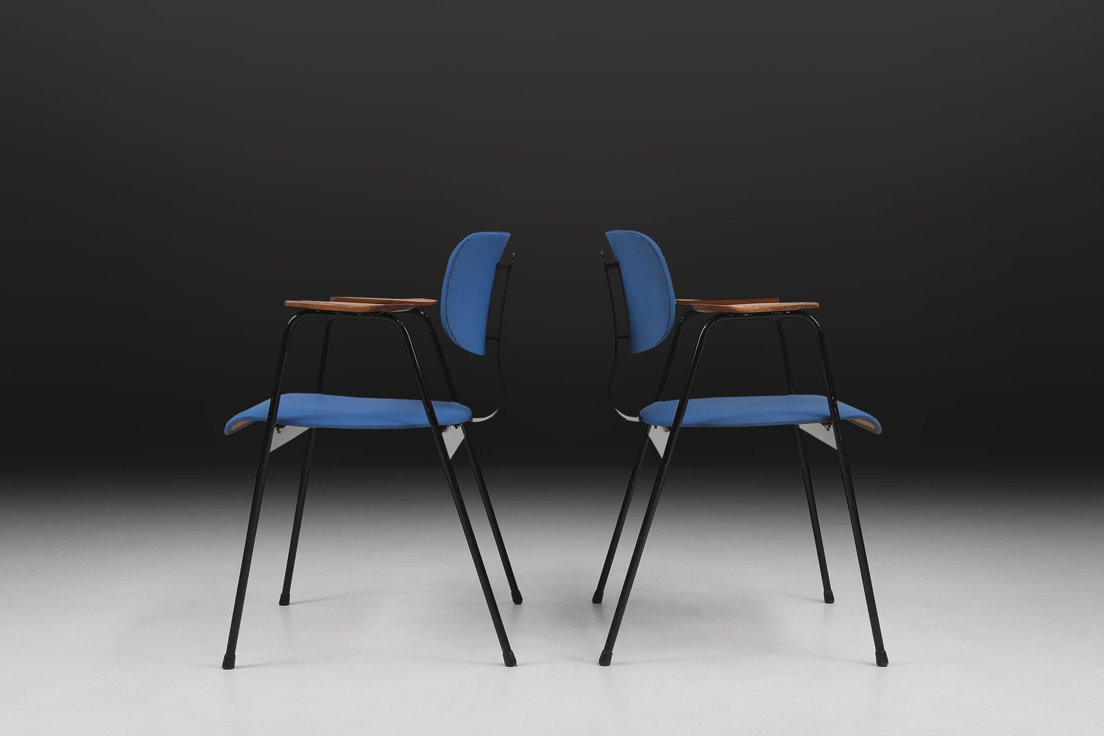 Mid-20th Century 6 Chairs by Willy Van Der Meeren, 1950s For Sale