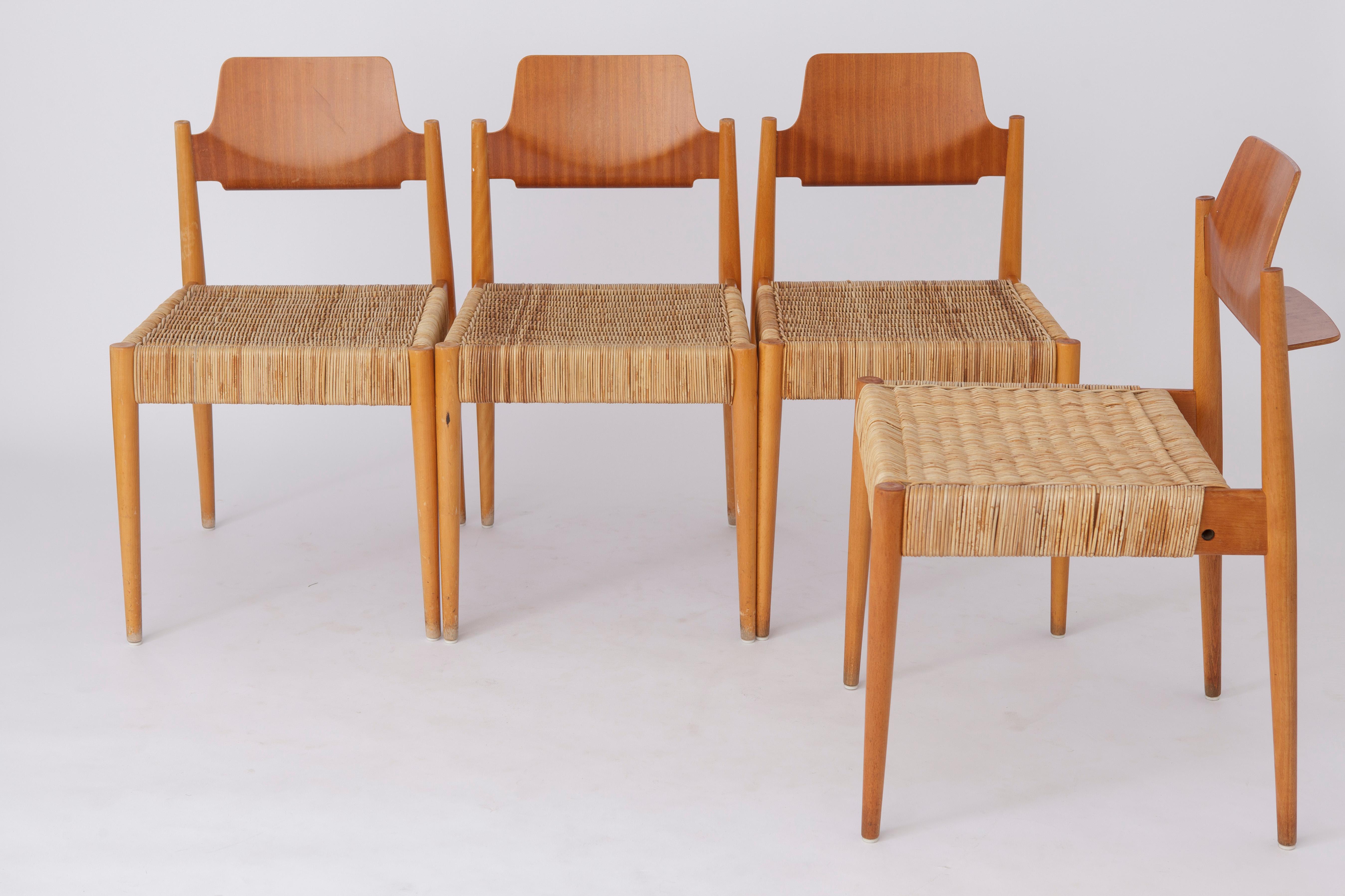 Mid-Century Modern 6 Chairs Egon Eiermann Chairs #SE19 Bauhaus Germany 1950s Vintage For Sale