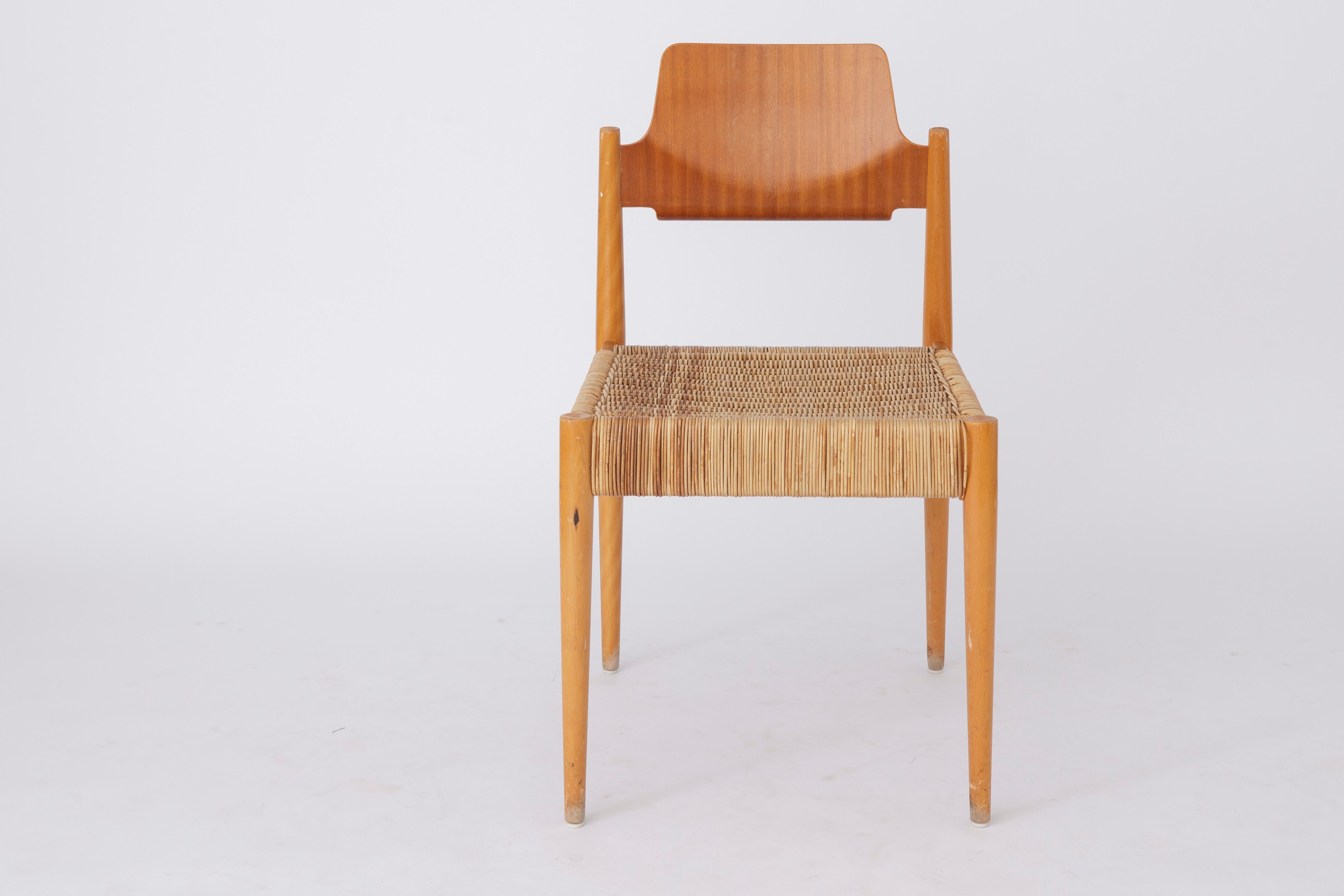 6 Stühle Egon Eiermann Stühle #SE19 Bauhaus Deutschland 1950er Jahre Vintage (Poliert) im Angebot