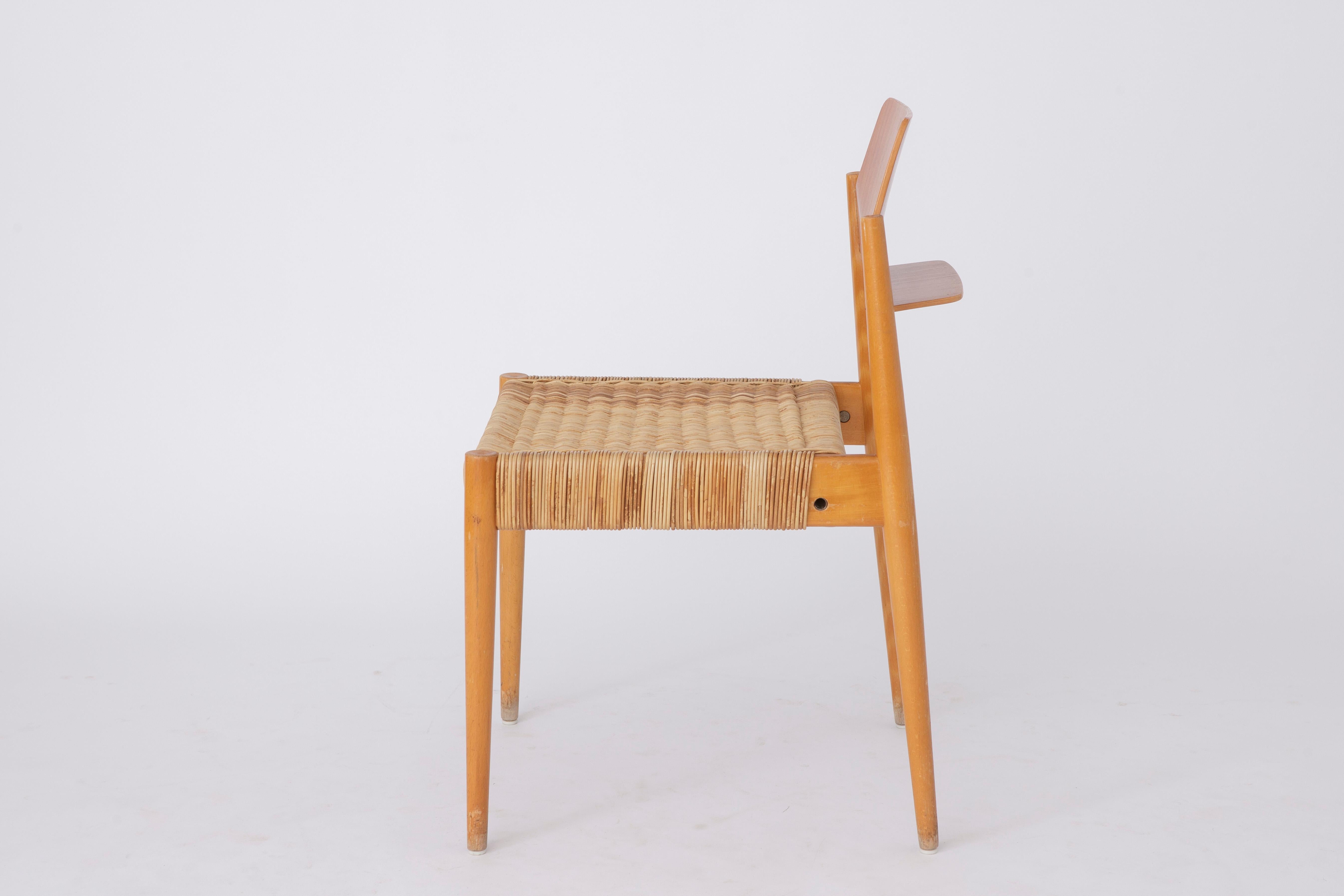Teak 6 Chairs Egon Eiermann Chairs #SE19 Bauhaus Germany 1950s Vintage For Sale