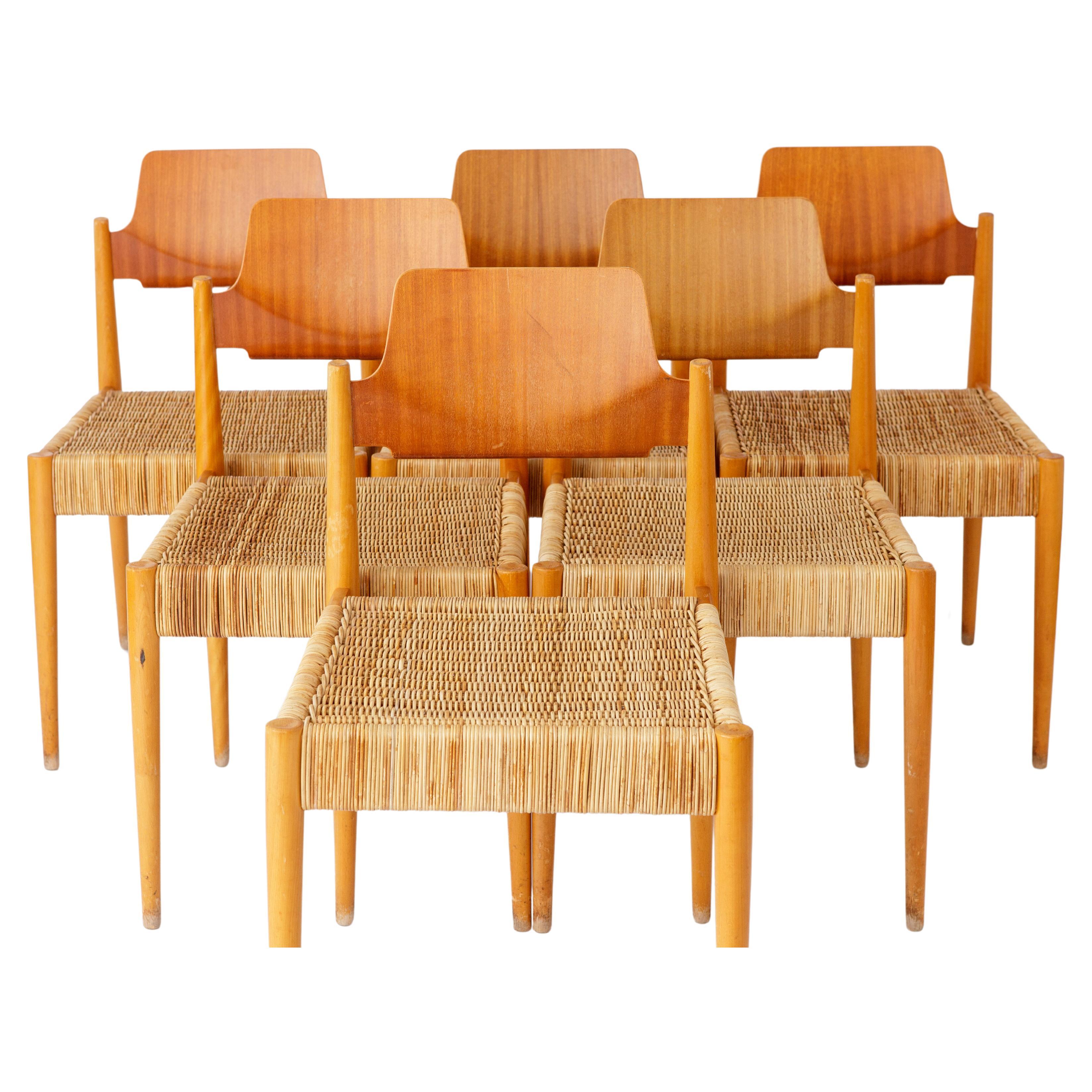 6 Chairs Egon Eiermann Chairs #SE19 Bauhaus Germany 1950s Vintage For Sale