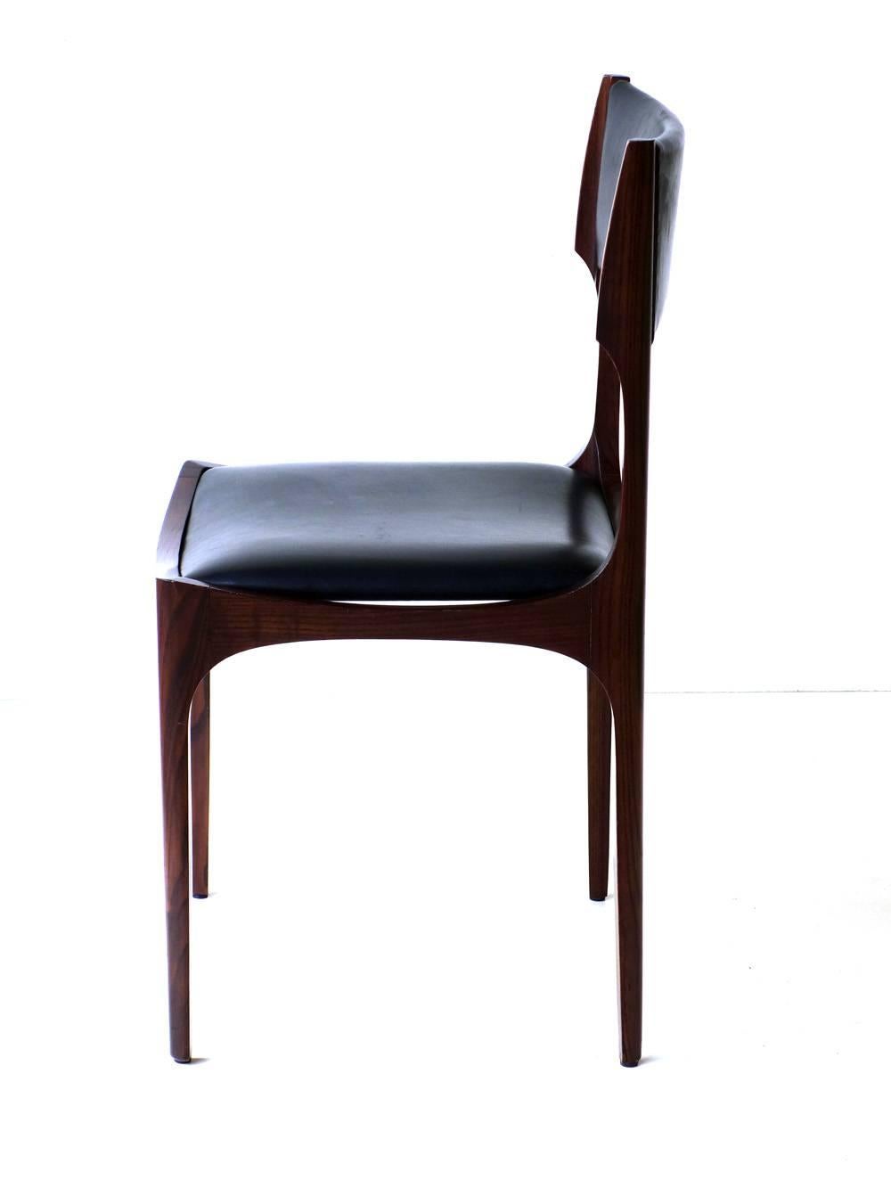 Giuseppe Gibelli Sormani Italian Midcentury Design Black Leather Chair Set of 6 In Excellent Condition In Brescia, IT