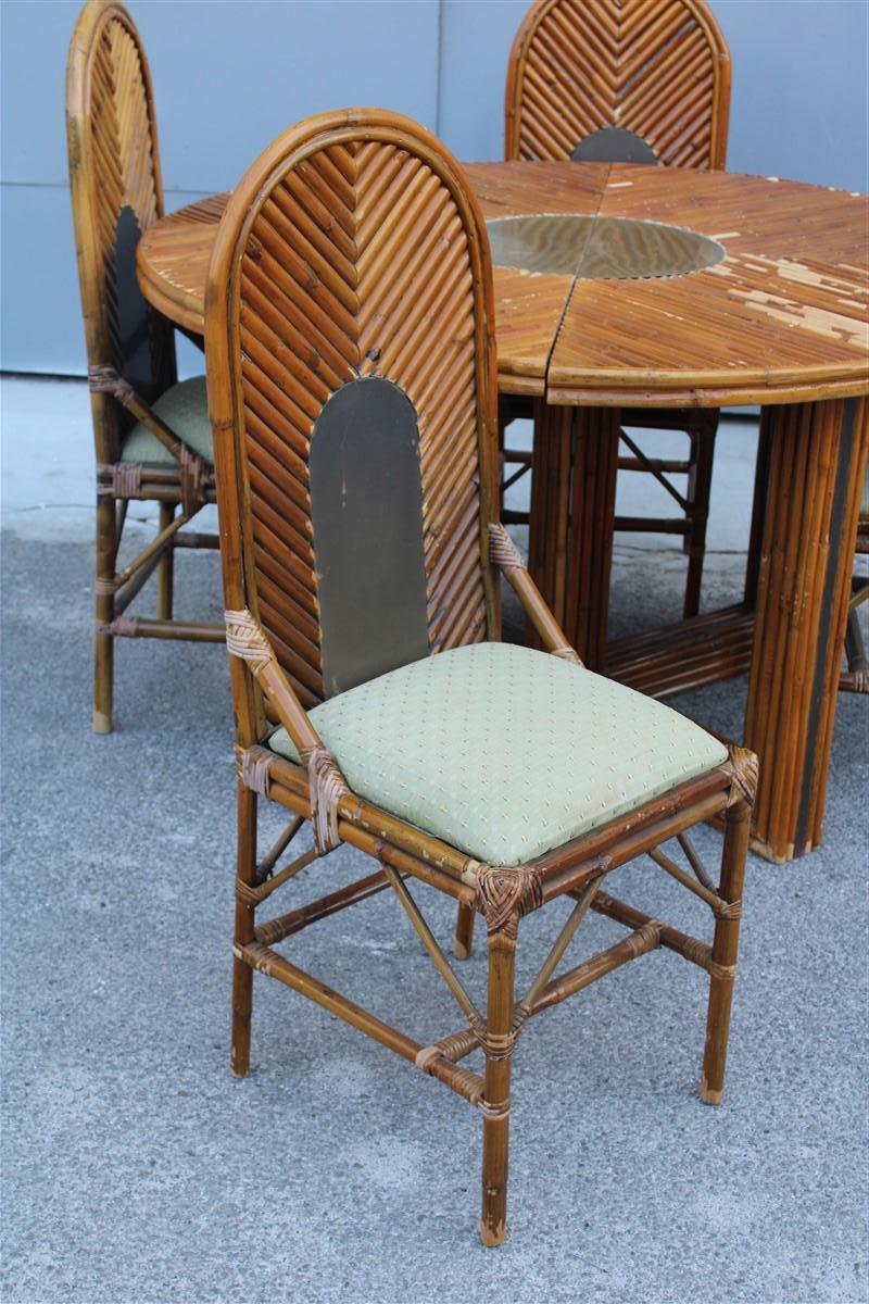 6 Chairs High Back Bamboo and Brass Italian design 1970s  For Sale 5