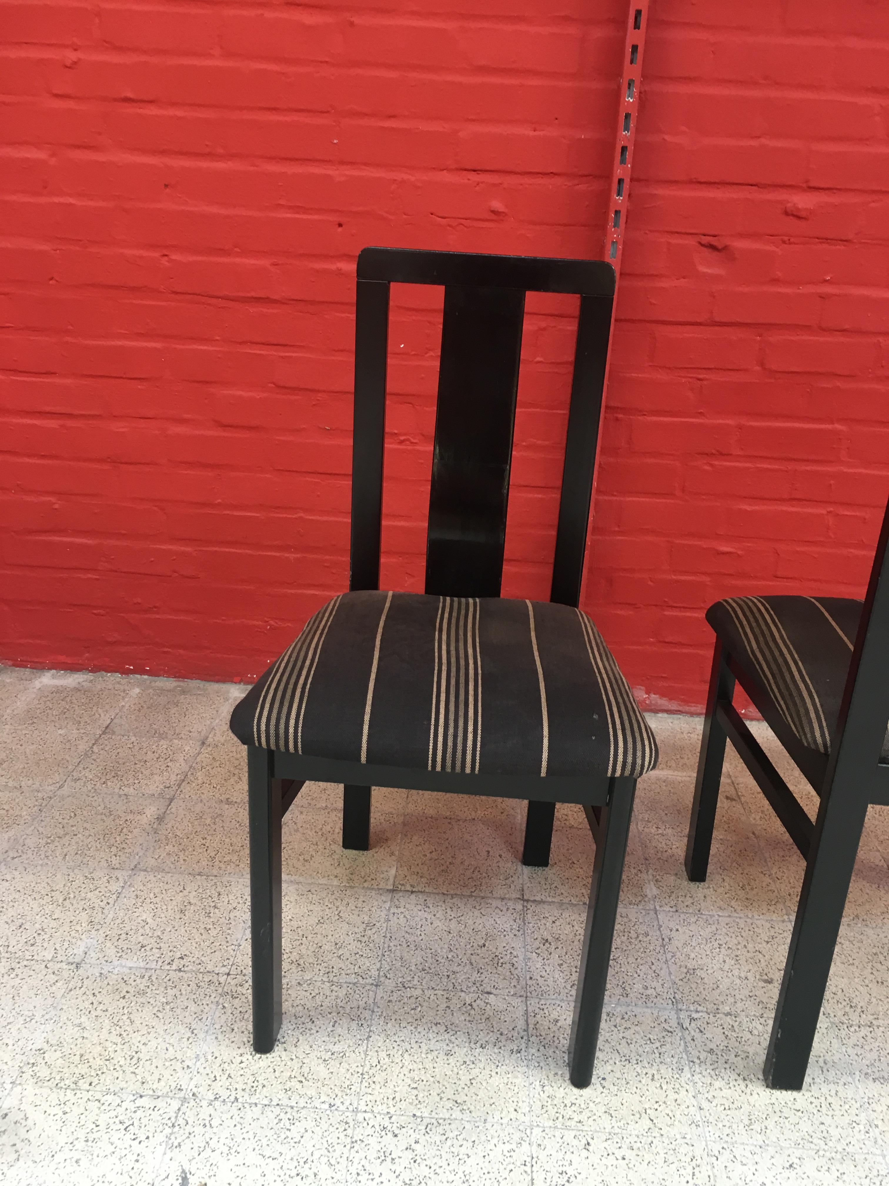 6 Chairs in Blackened Wood, circa 1960-1970 For Sale 4