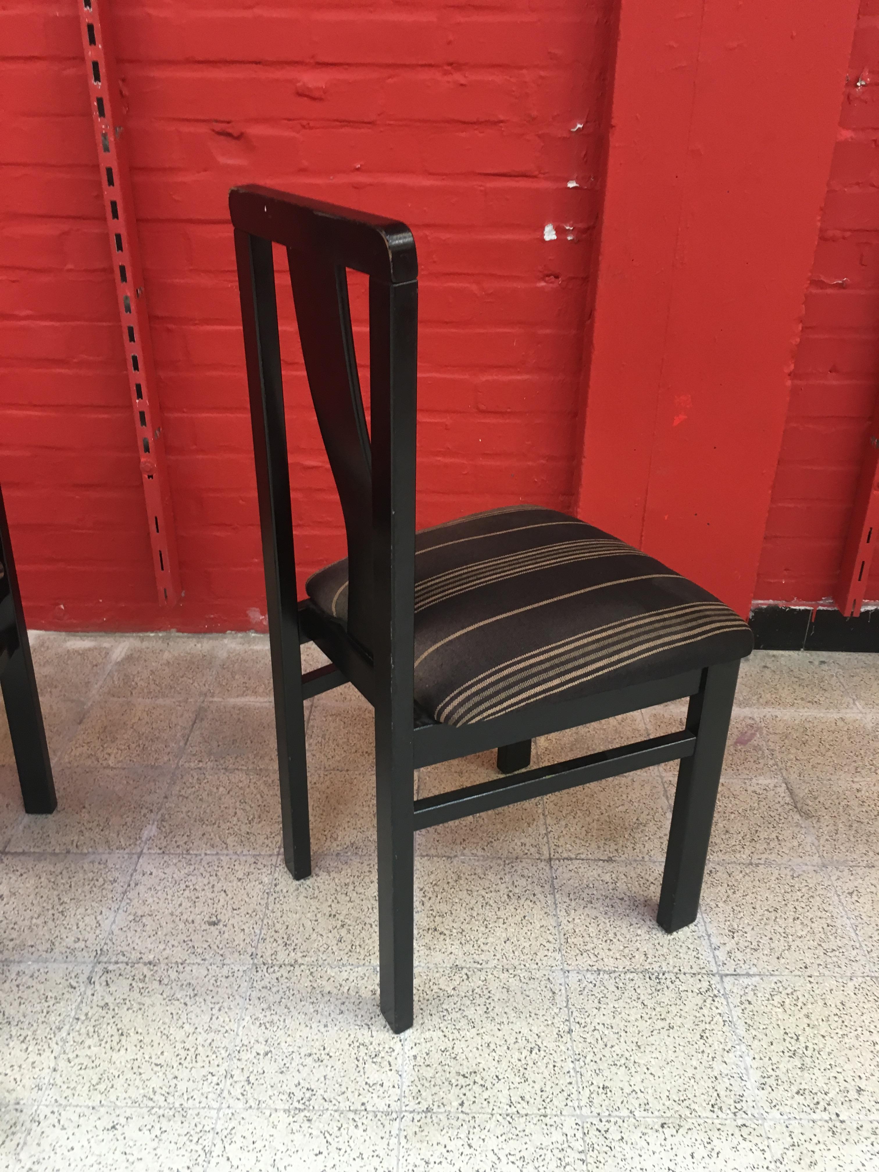 6 Chairs in Blackened Wood, circa 1960-1970 For Sale 5