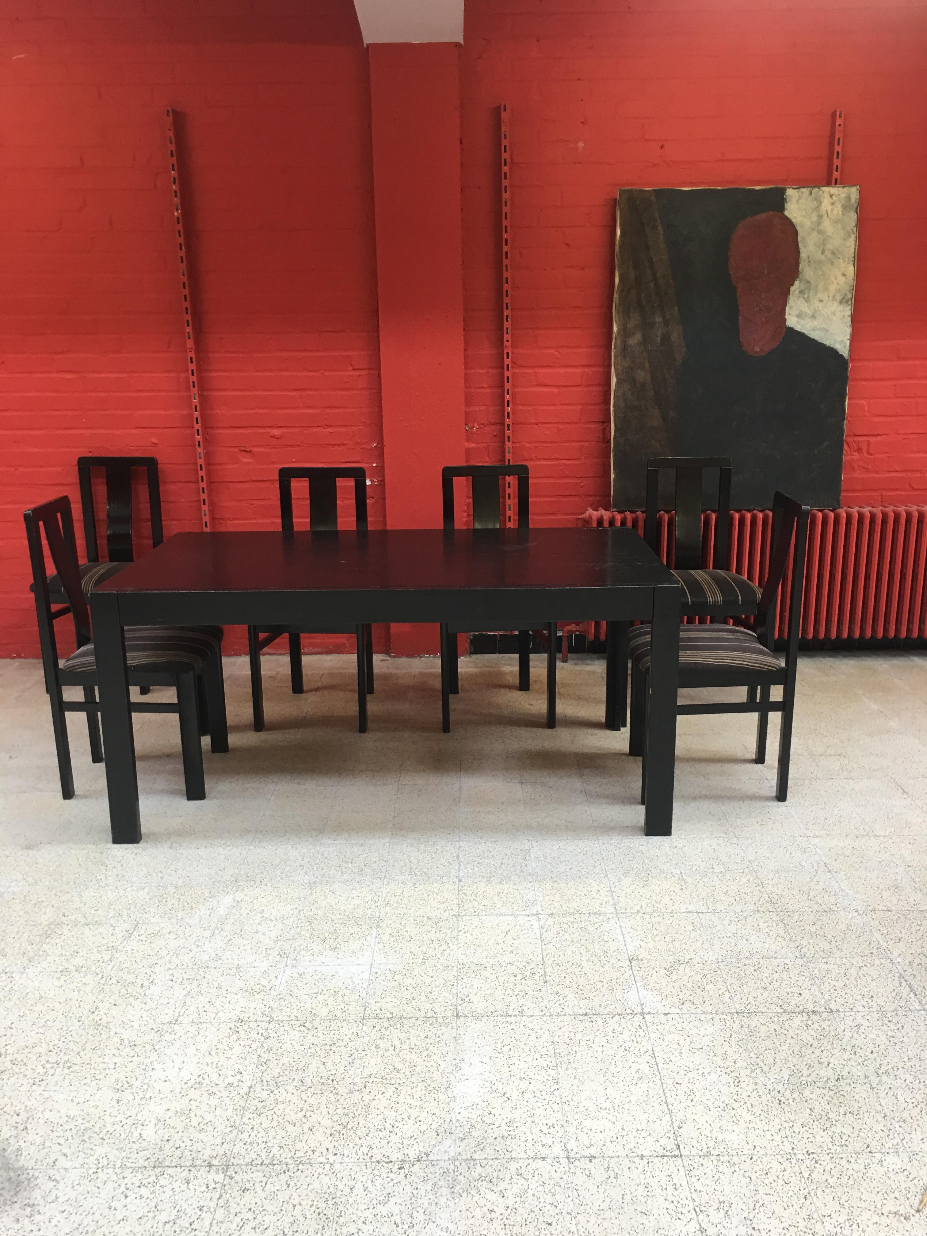 6 Chairs in Blackened Wood, circa 1960-1970 For Sale 6