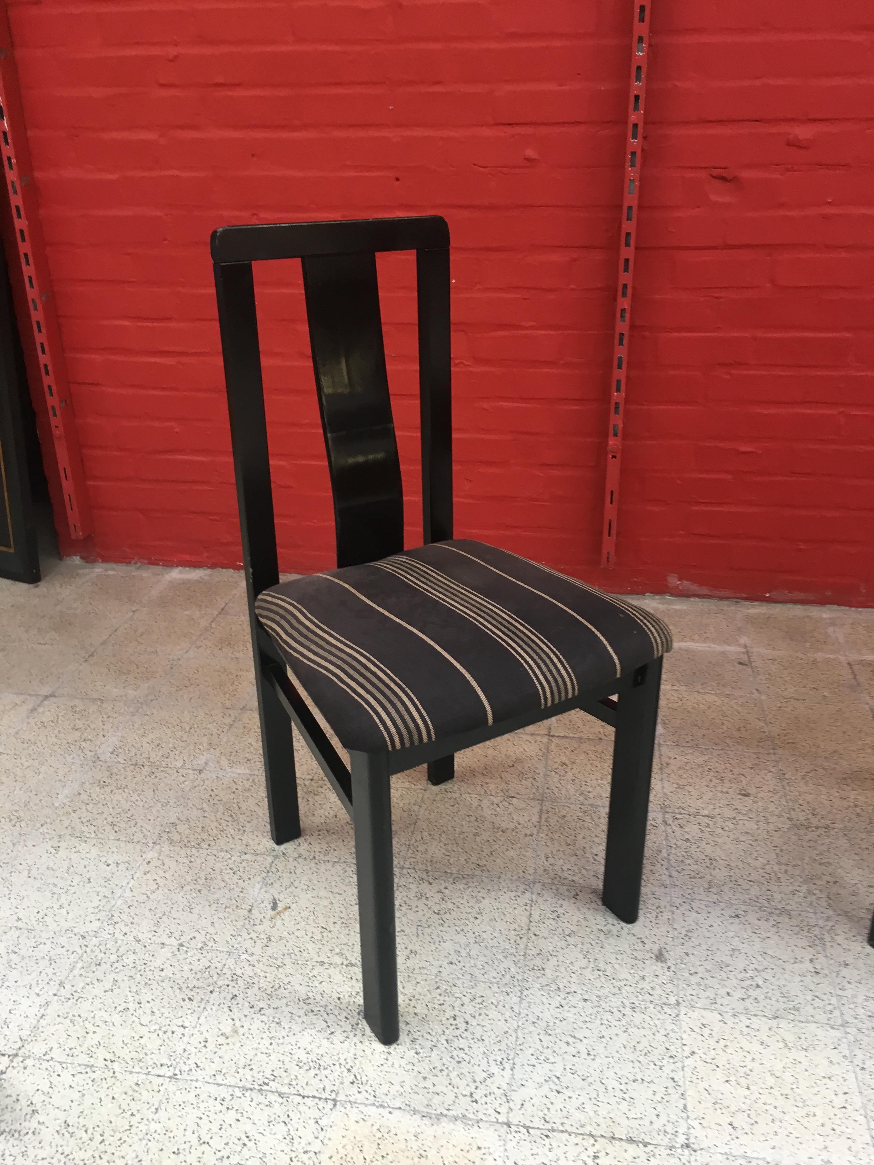 6 Chairs in Blackened Wood, circa 1960-1970 For Sale 1