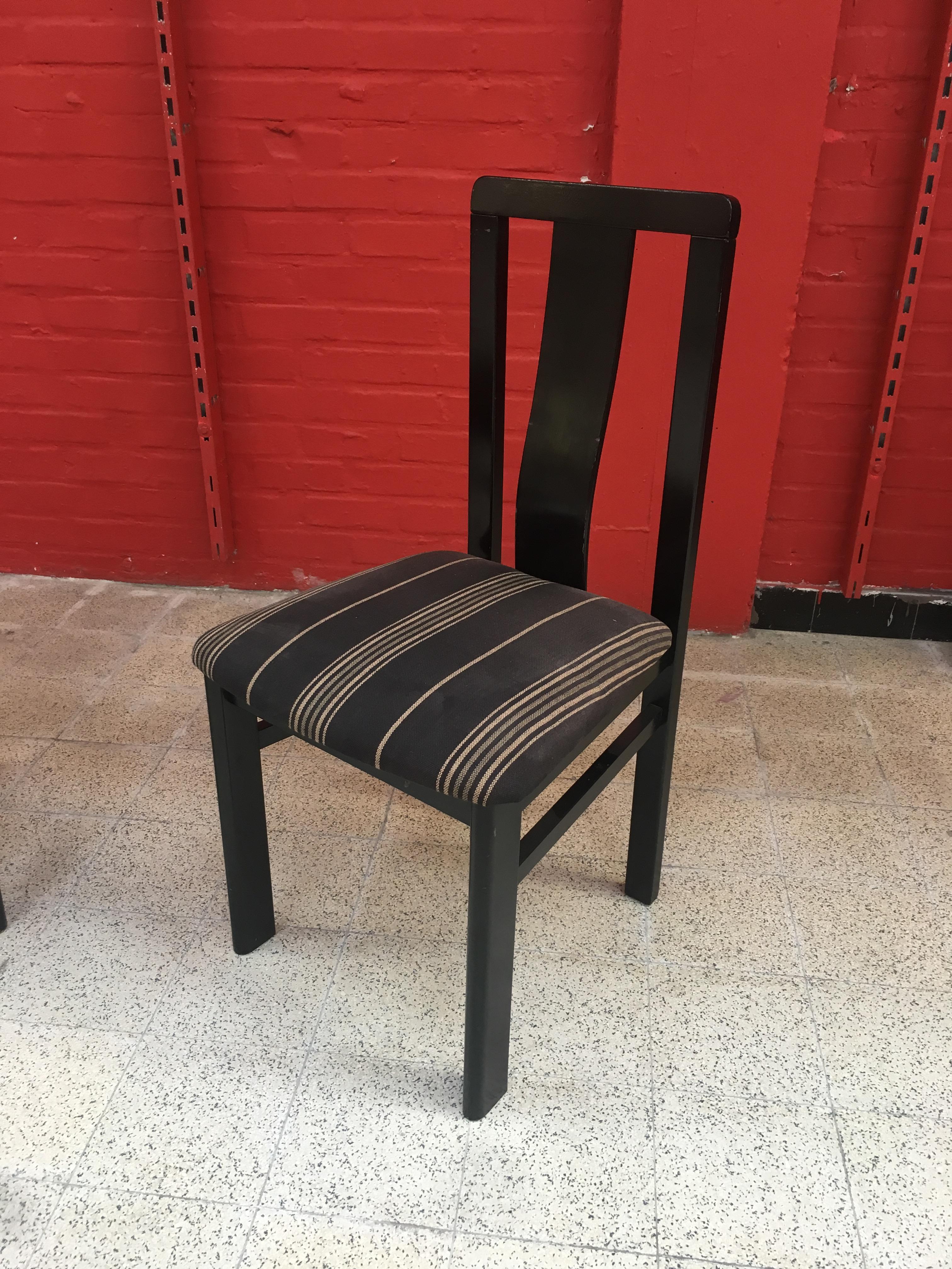 6 Chairs in Blackened Wood, circa 1960-1970 For Sale 2