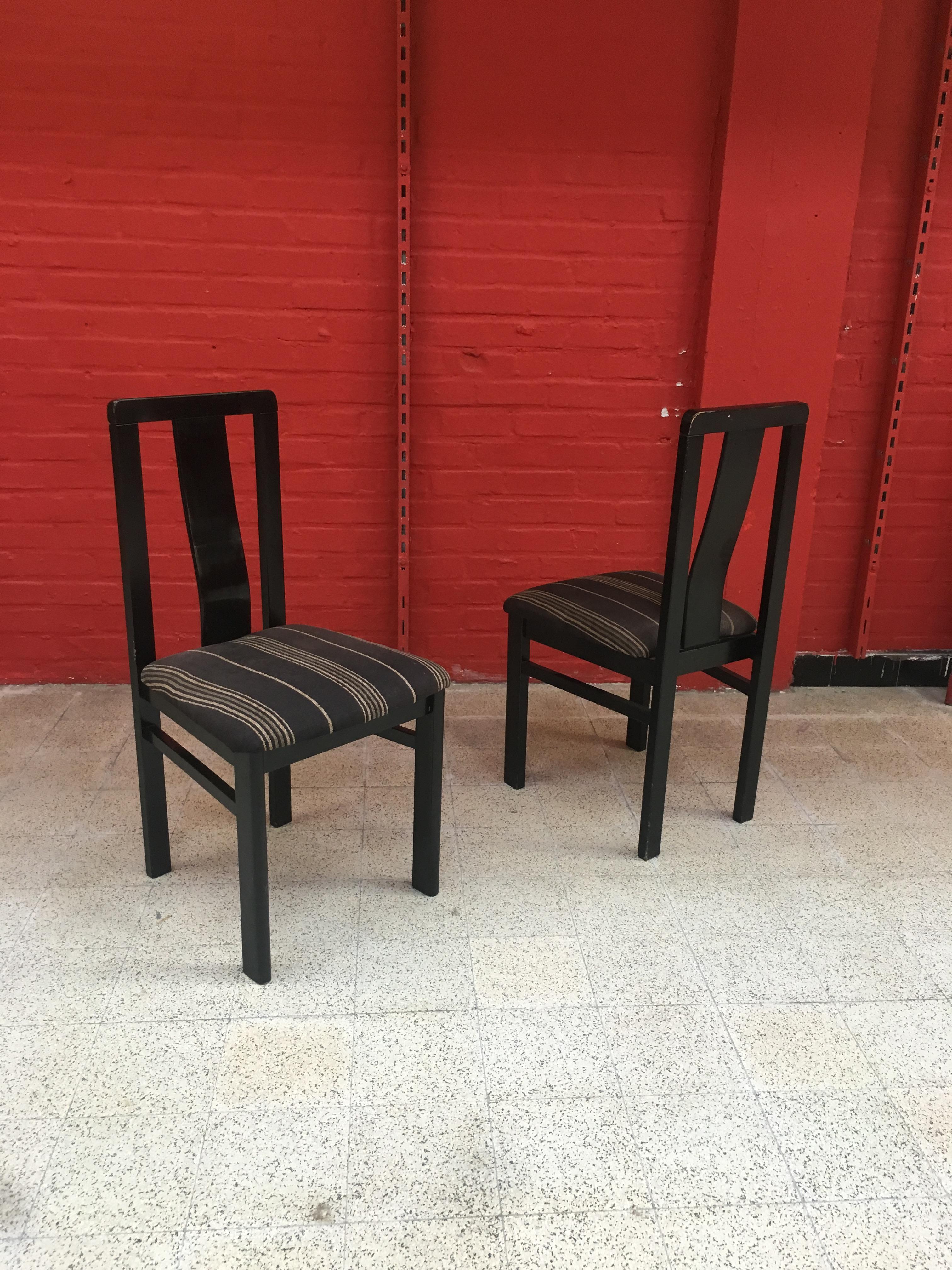 6 Chairs in Blackened Wood, circa 1960-1970 For Sale 3