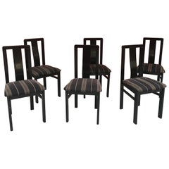 6 Sillas de madera ennegrecida, circa 1960-1970