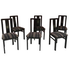 Vintage 6 Chairs in Blackened Wood, circa 1960-1970