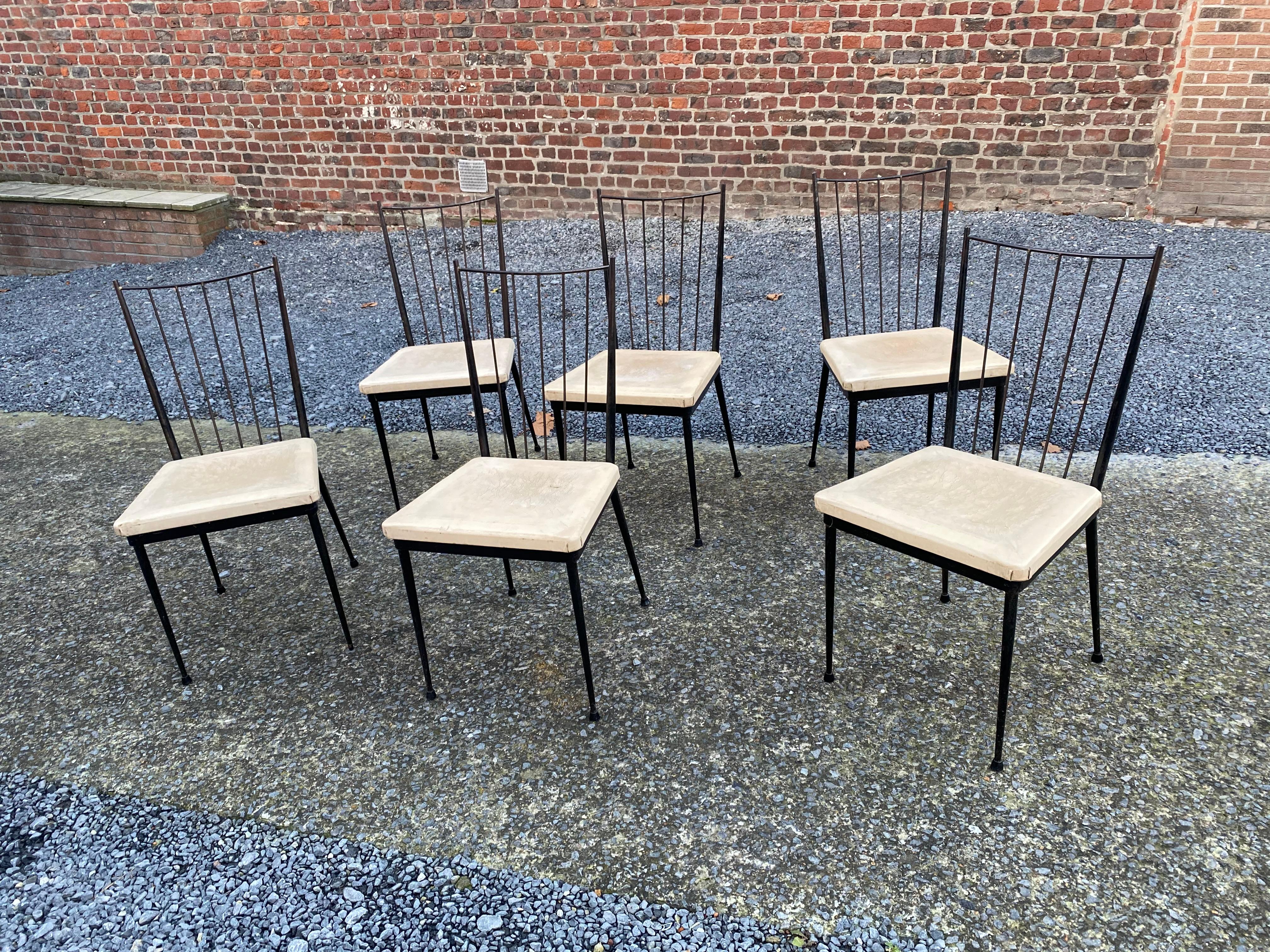 6 chairs in lacquered metal, french reconstruction circa 1950/1960
seat to restore