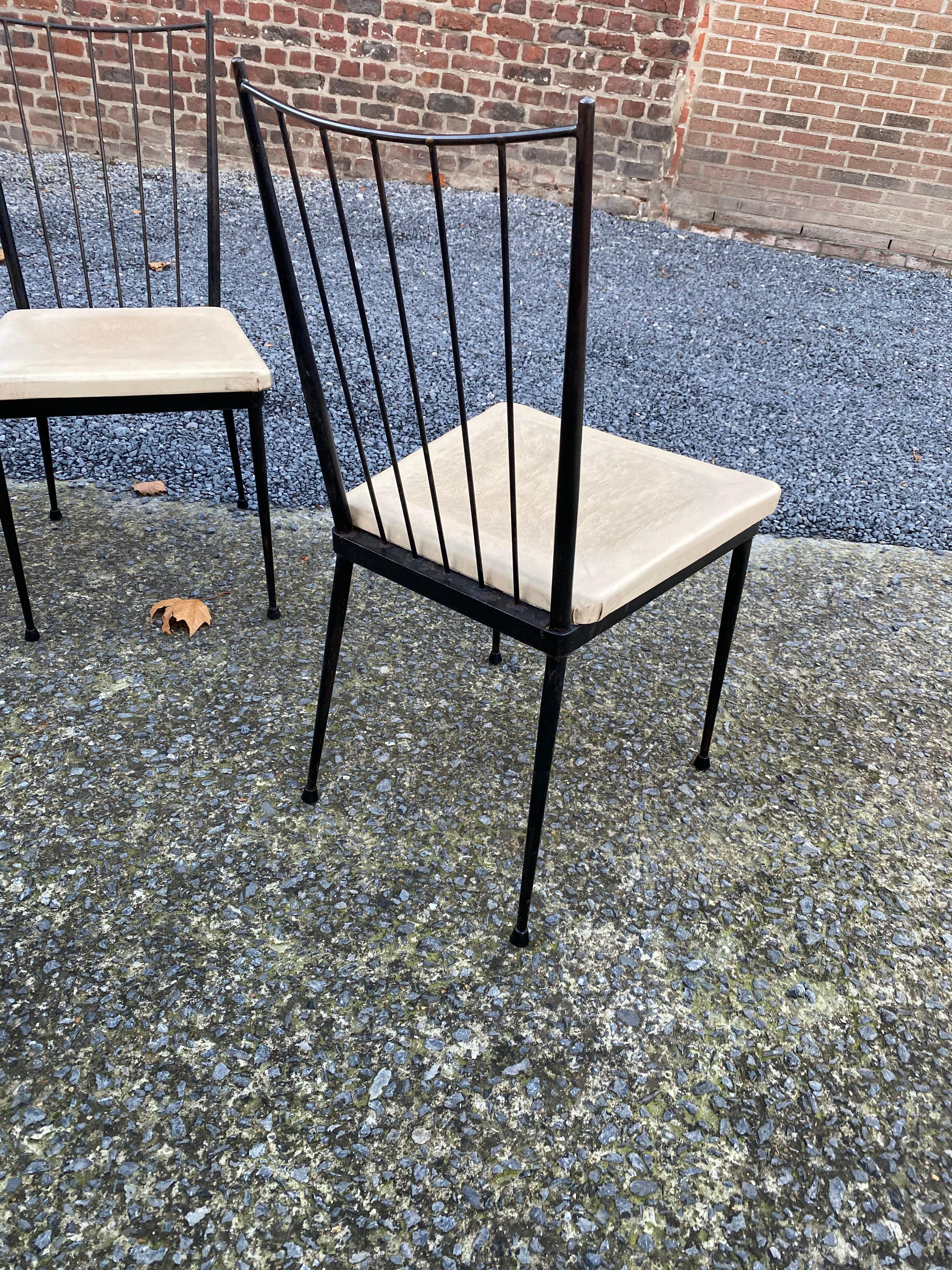 Mid-Century Modern 6 chairs in lacquered metal, french reconstruction circa 1950/1960 For Sale