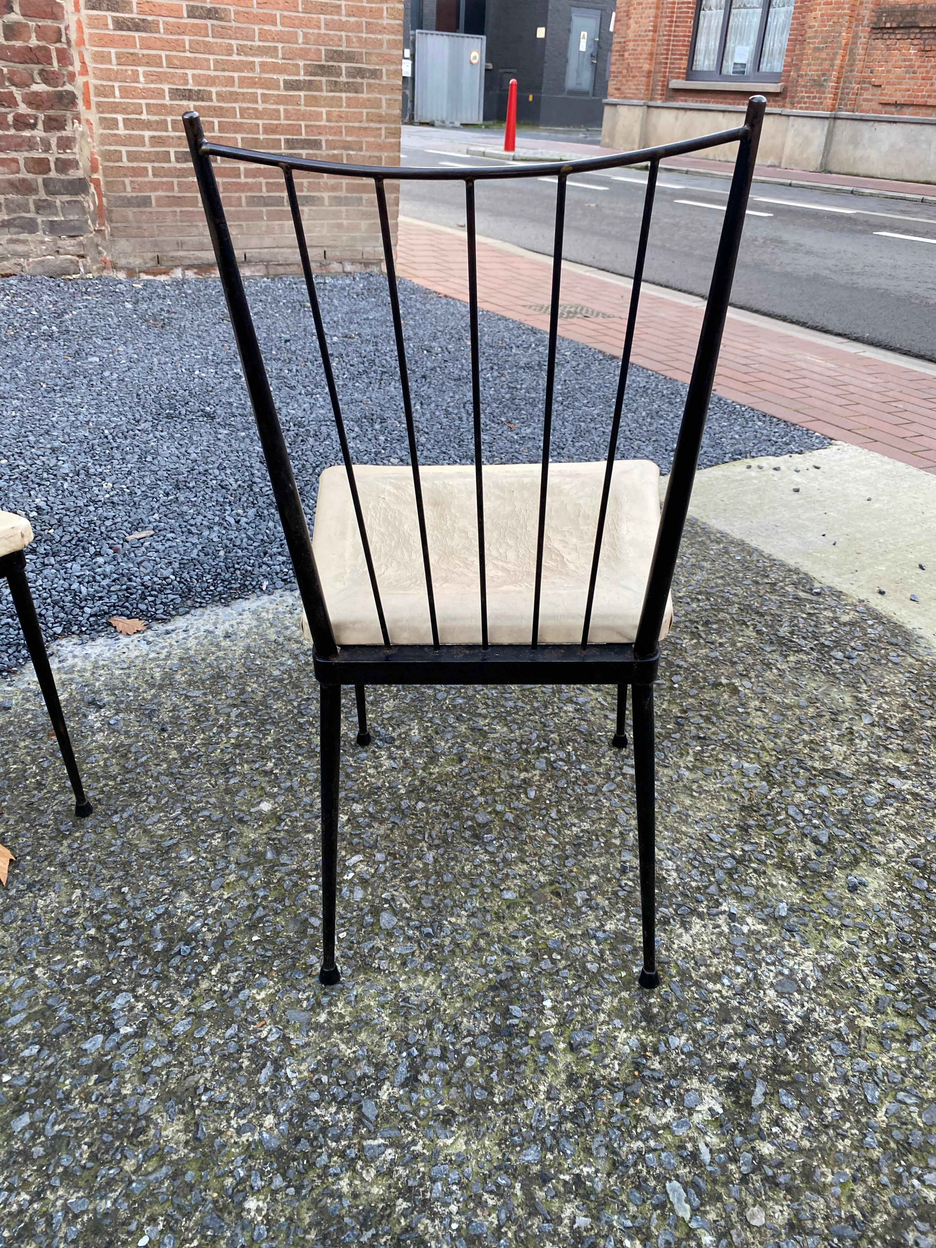 Lacquered 6 chairs in lacquered metal, french reconstruction circa 1950/1960 For Sale