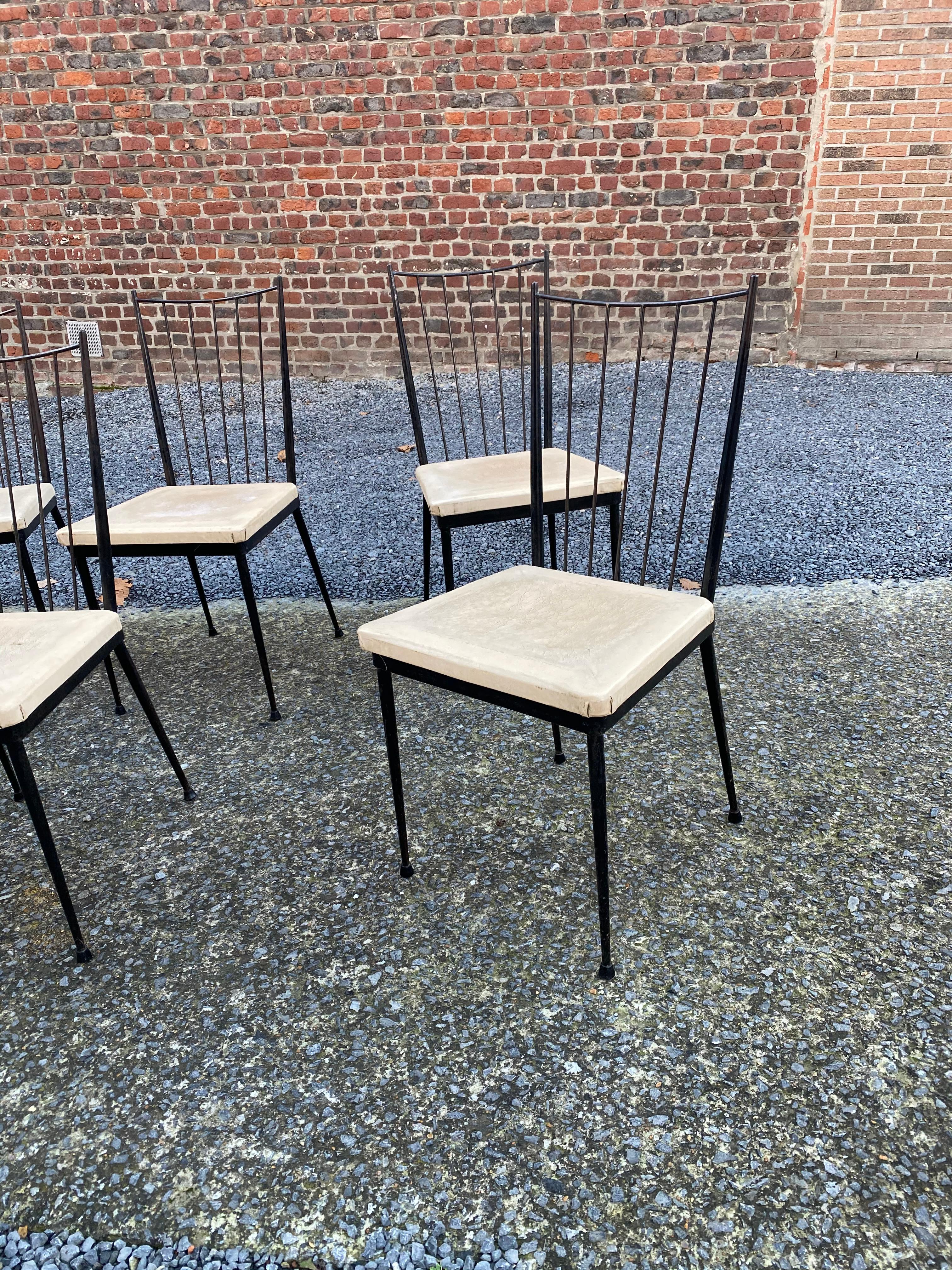 6 chairs in lacquered metal, french reconstruction circa 1950/1960 In Good Condition For Sale In Saint-Ouen, FR