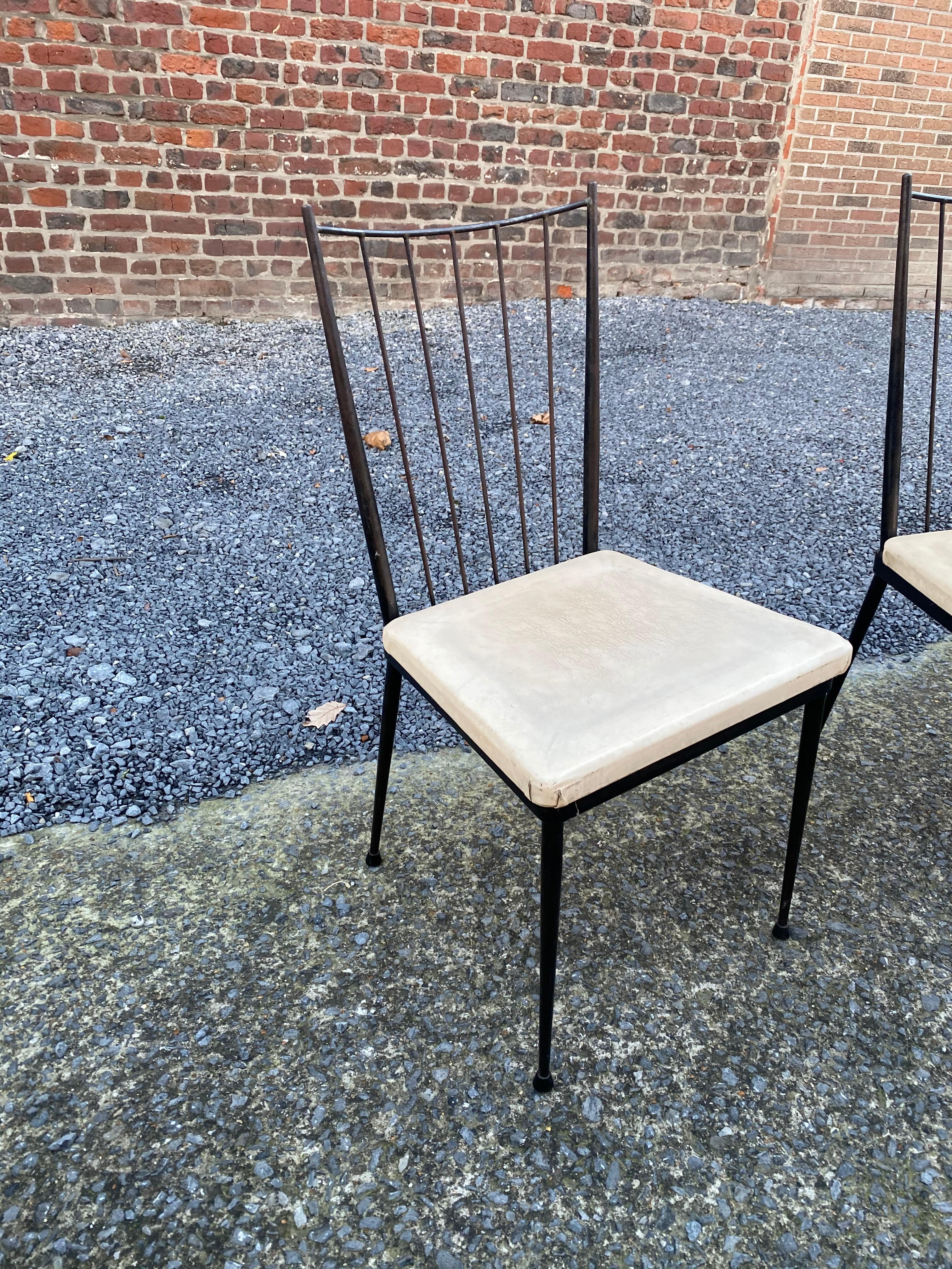 Mid-20th Century 6 chairs in lacquered metal, french reconstruction circa 1950/1960 For Sale