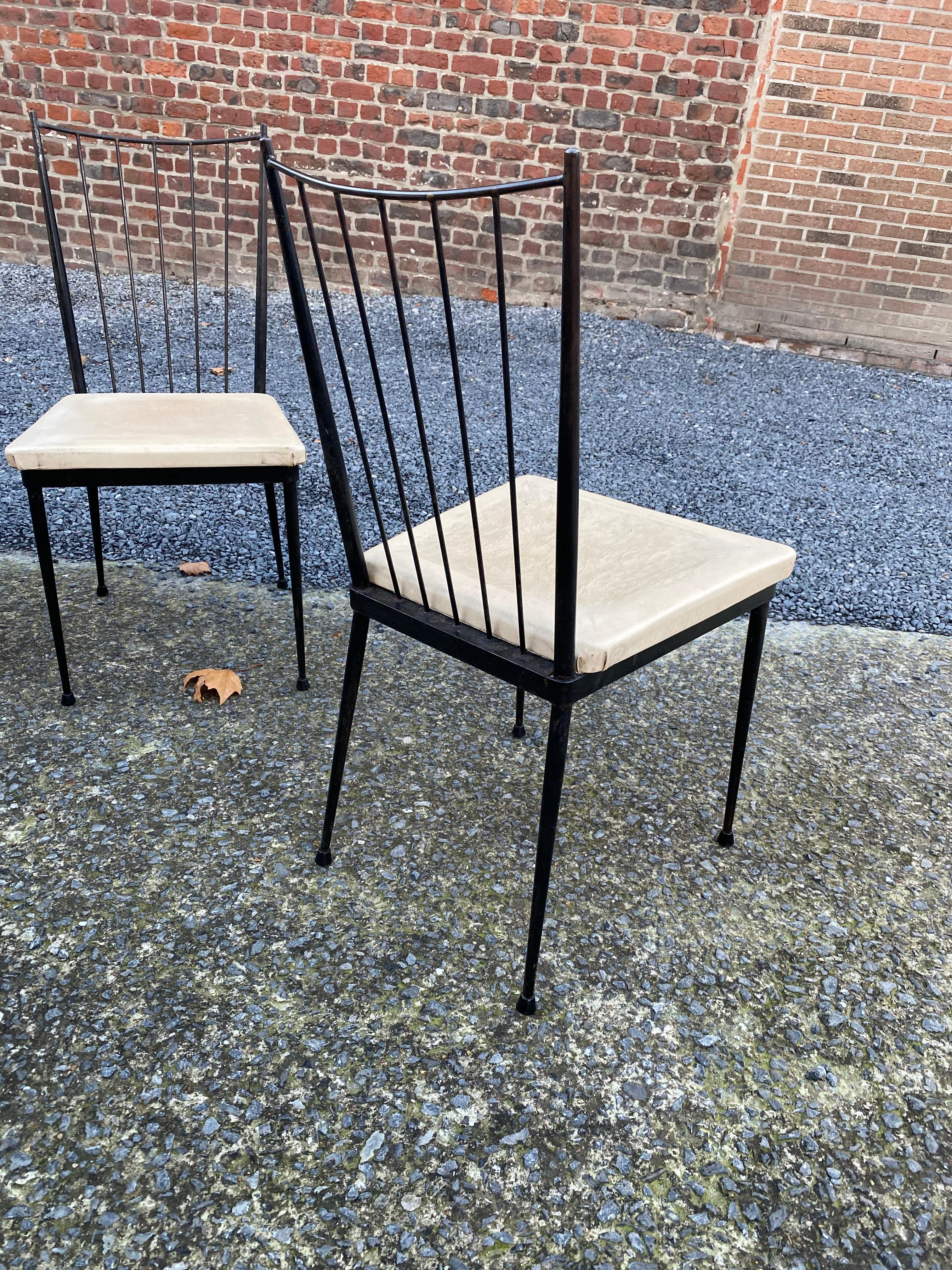 6 chairs in lacquered metal, french reconstruction circa 1950/1960 For Sale 1