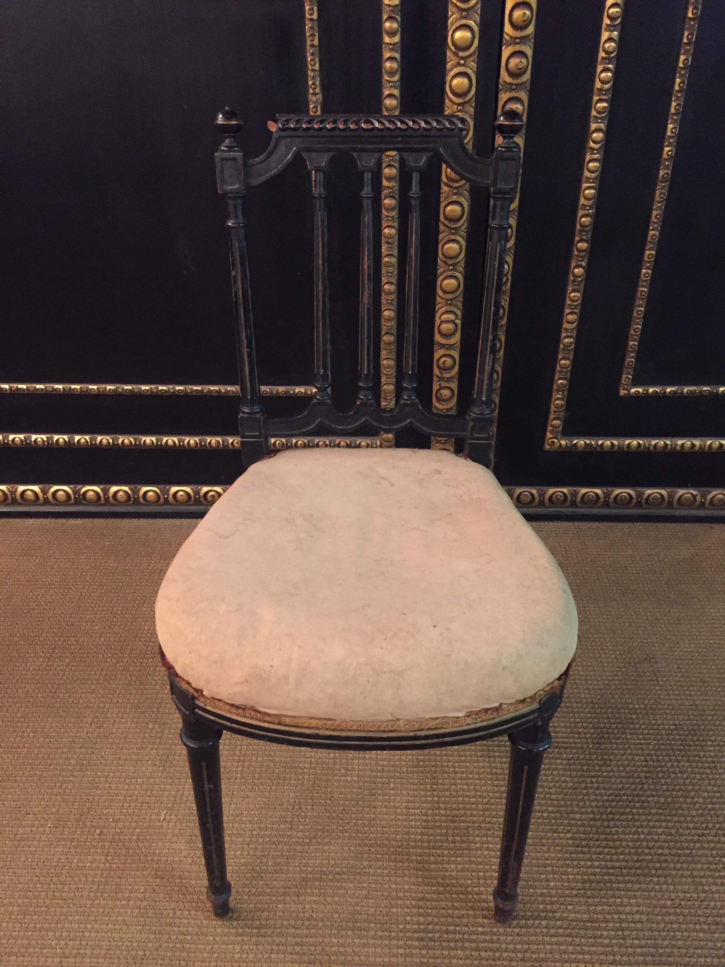 6 Chairs in antique Louis Seize Stil Black Ebonized beech 2