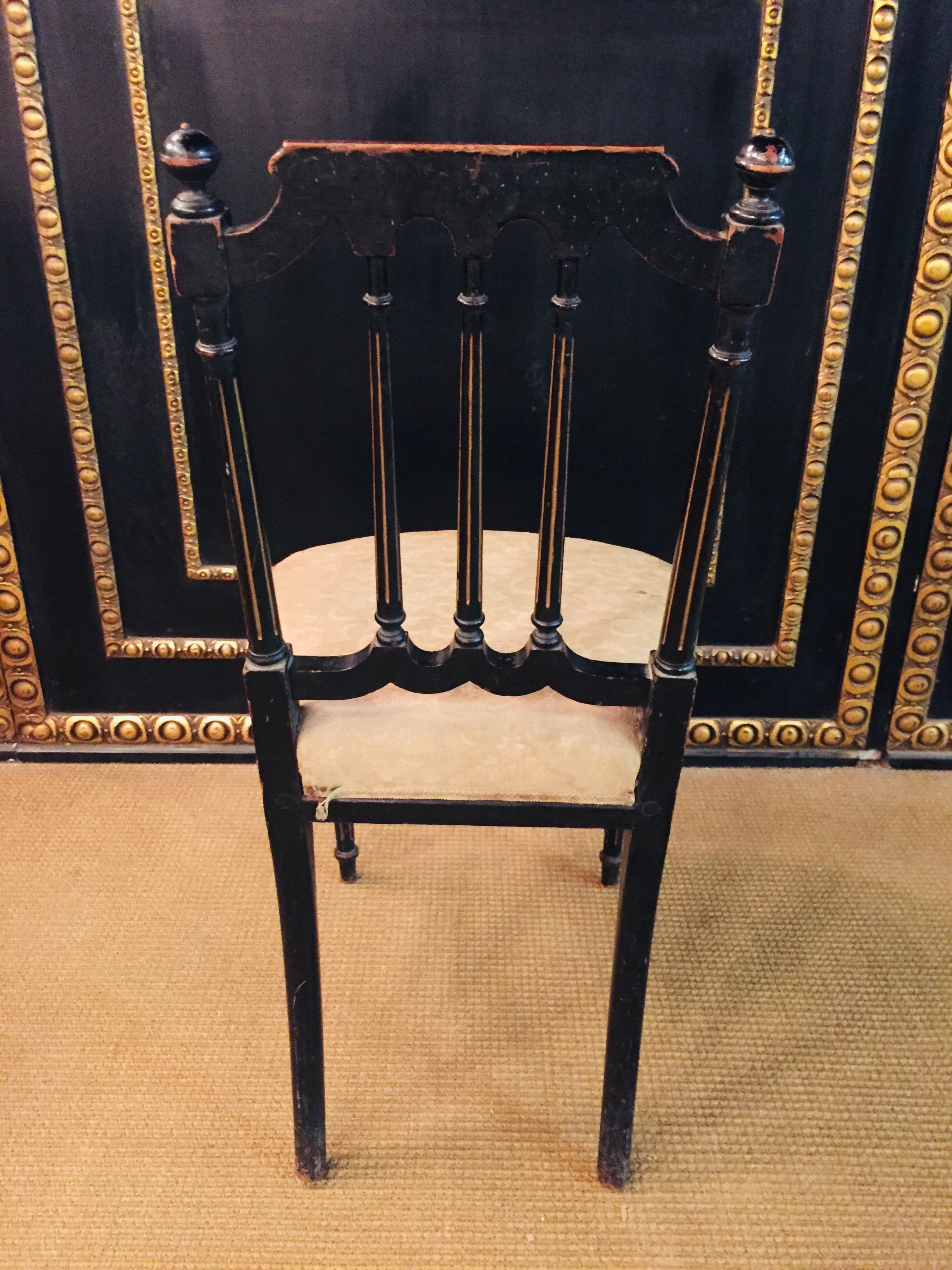 6 Chairs in antique Louis Seize Stil Black Ebonized beech 8