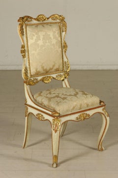 6 Chairs Ivory Lacquered Carved and Gilded, Italy, First Half of the 1800