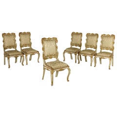 6 Chairs Ivory Lacquered Carved and Gilded, Italy, First Half of the 1800