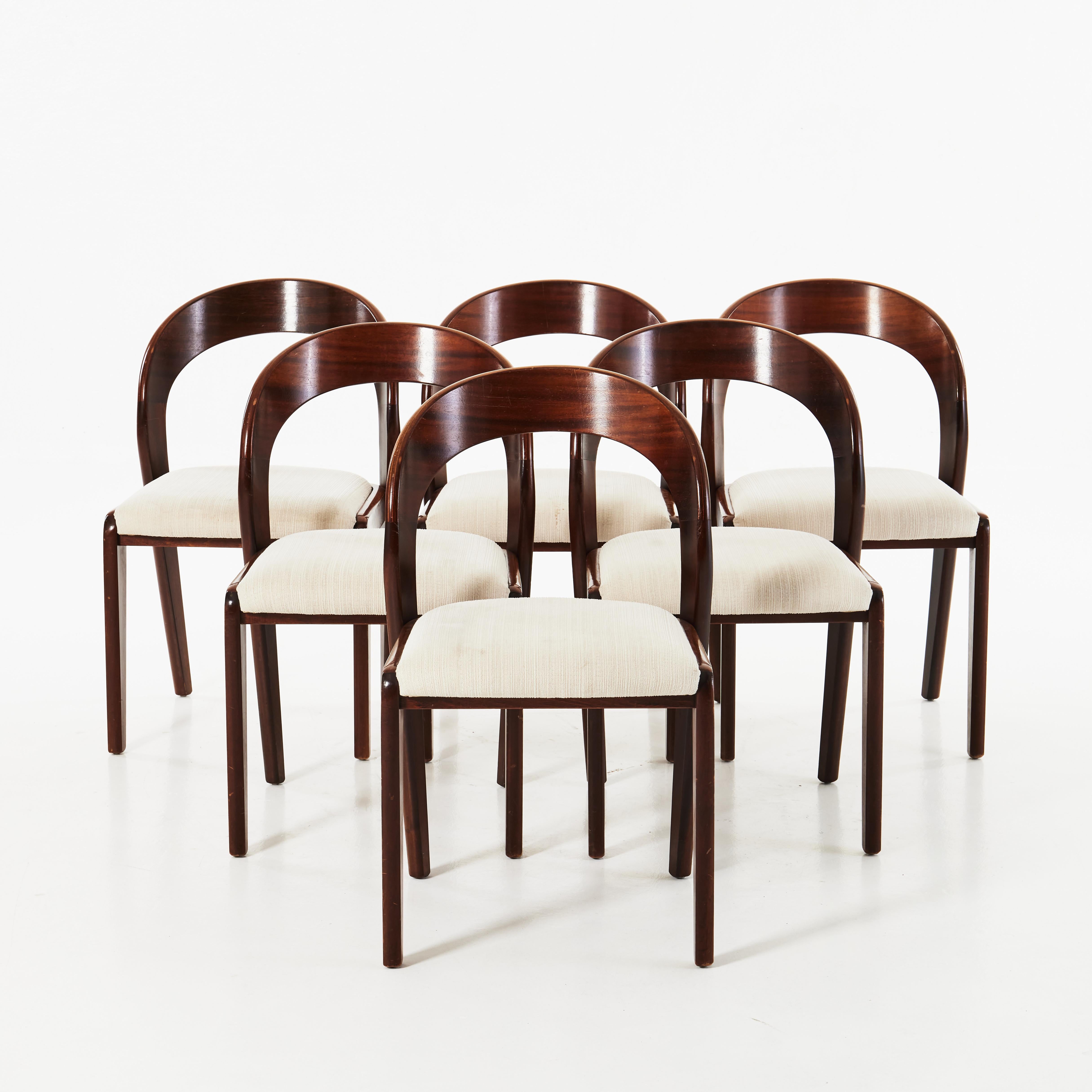 6 Chairs Mahogany Anonymous, France, 1970 In Good Condition For Sale In Paris, FR