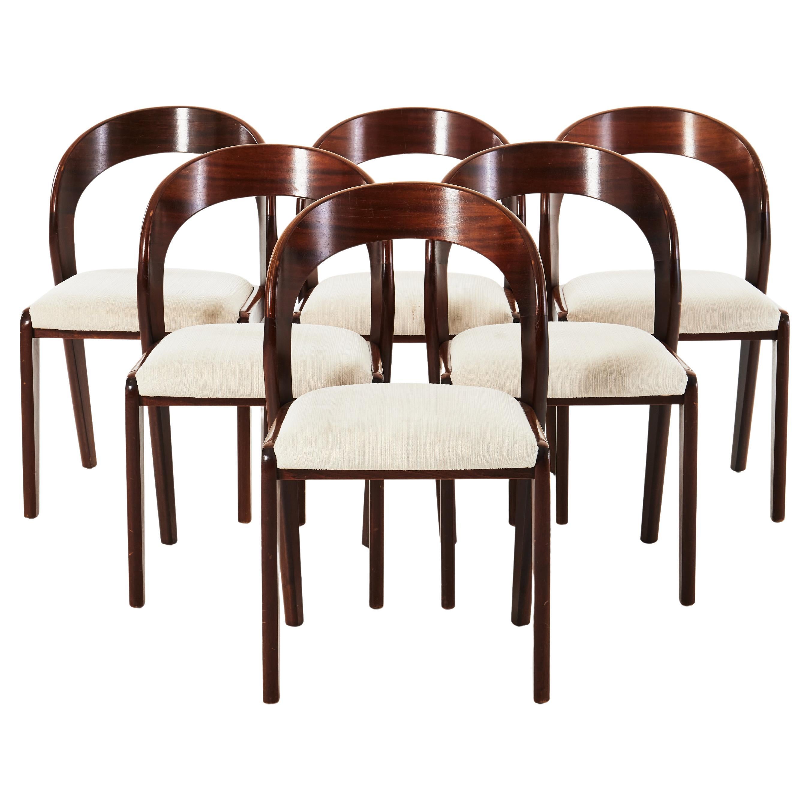 6 Chairs Mahogany Anonymous, France, 1970 For Sale