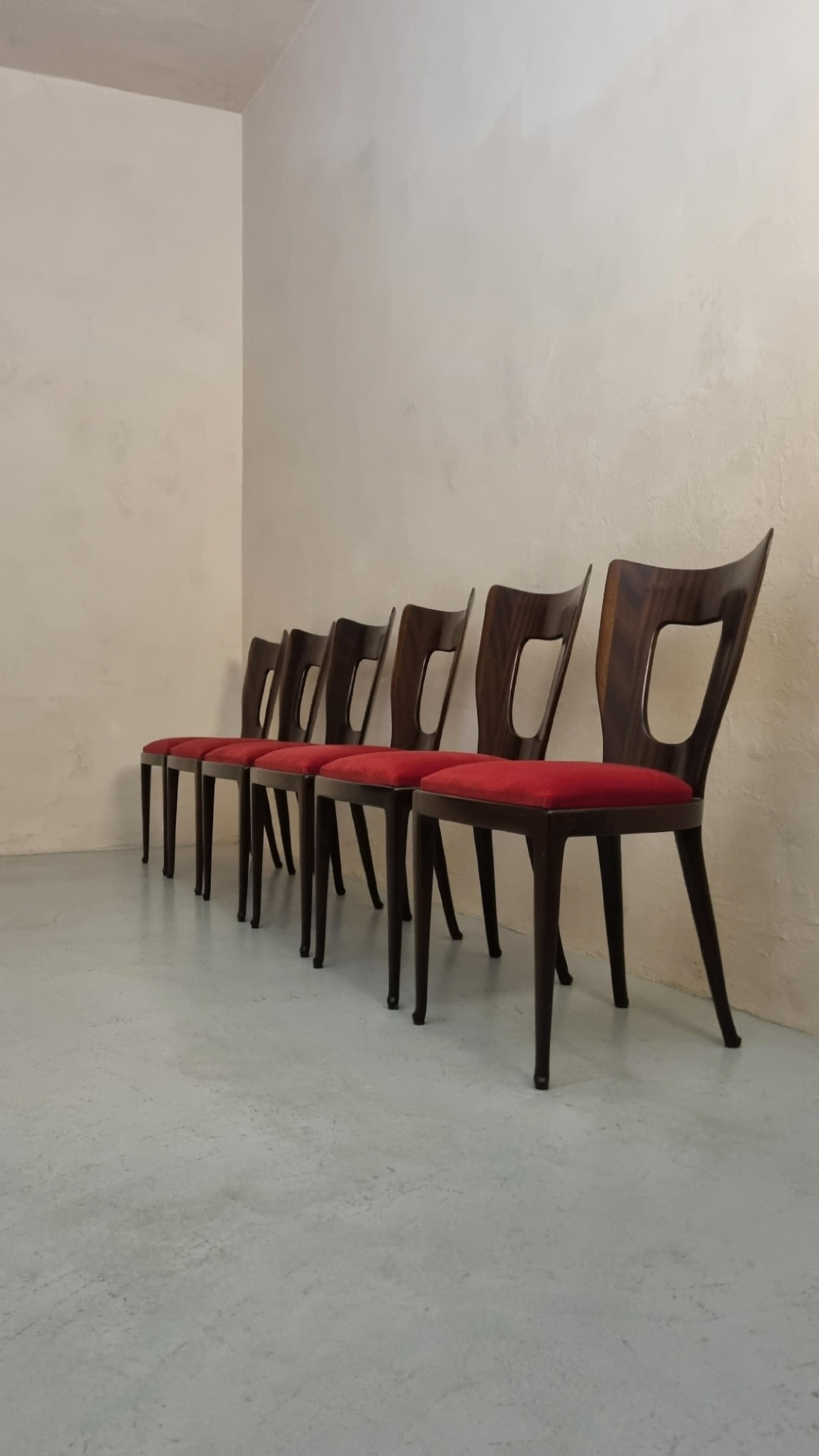 Mid-20th Century 6 chaises mod. 7388 dessinées par Osvaldo Borsani pour ABV 1951 en vente