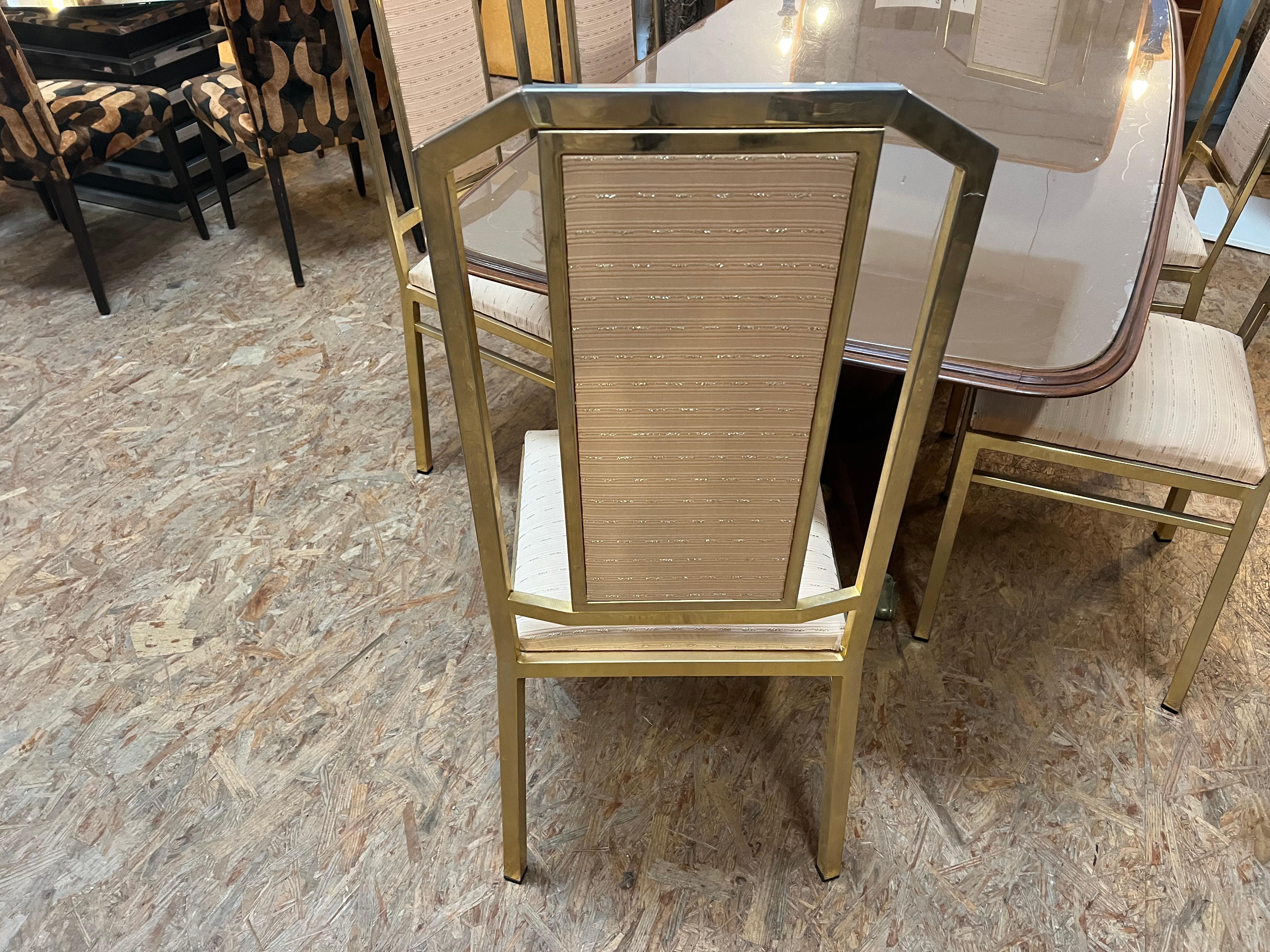 6 Chairs of JC Mahey, Art Deco Style in Brass For Sale 5