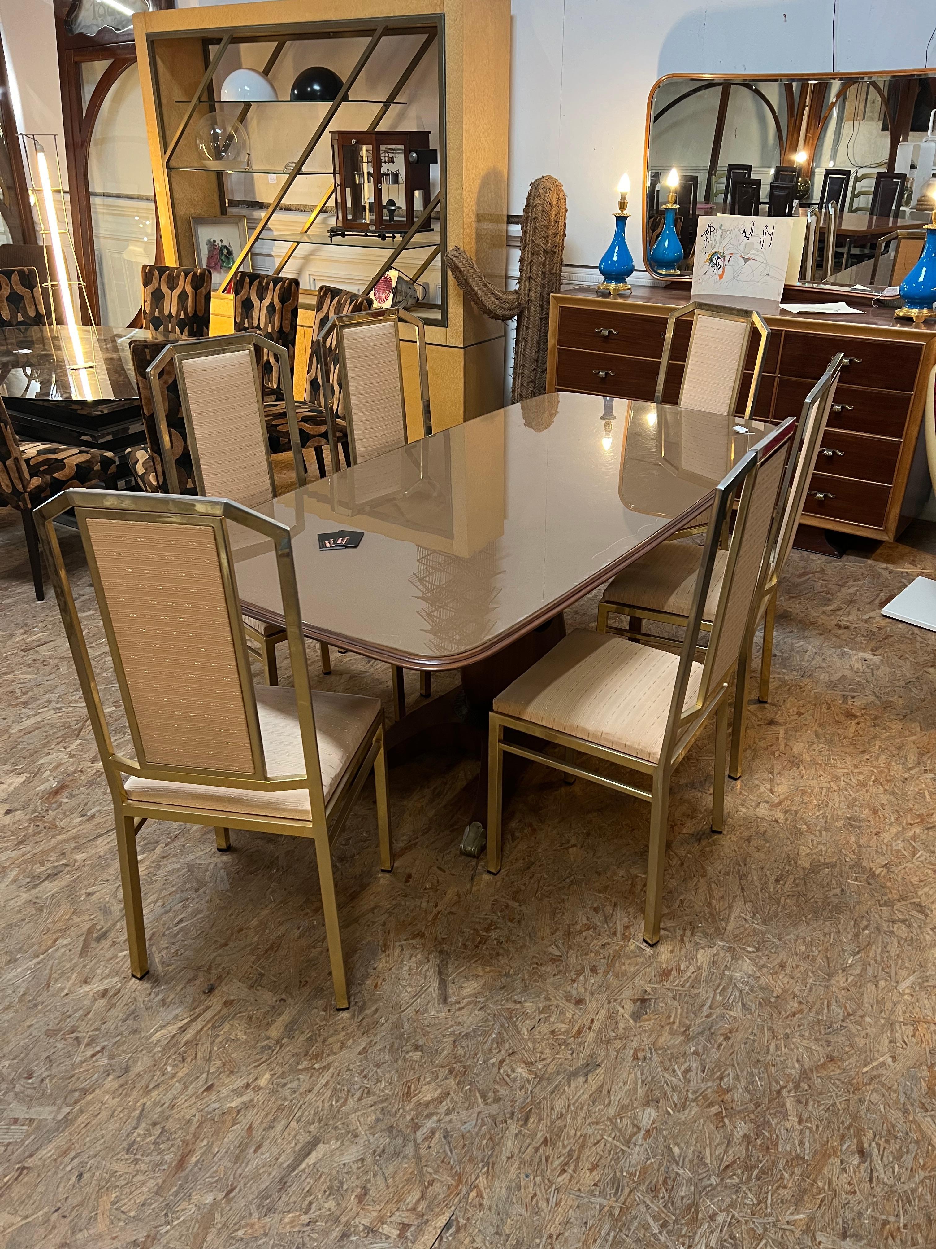 6 Chairs of JC Mahey, Art Deco Style in Brass For Sale 1
